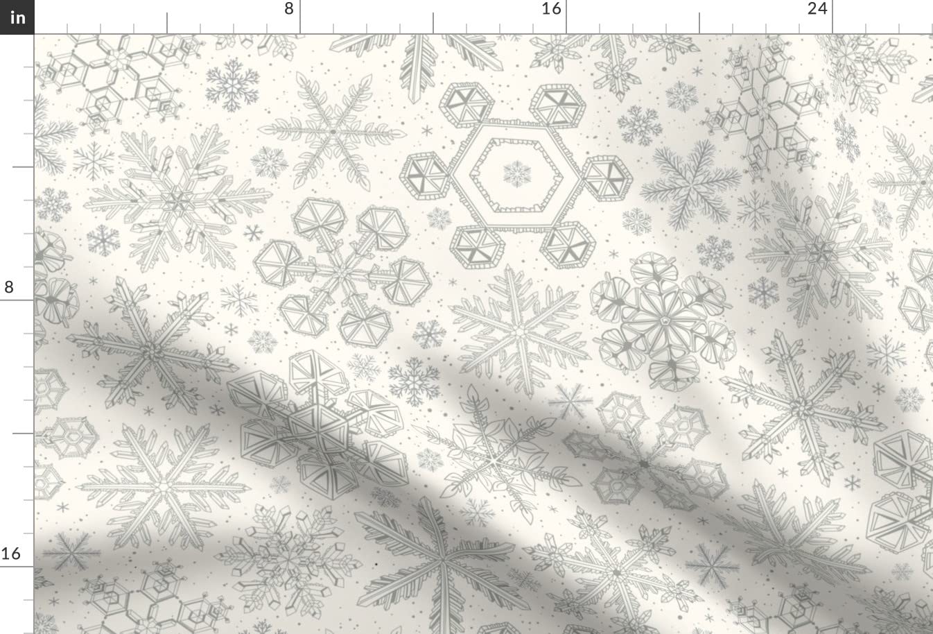 Gray Snowflakes on Neutral Beige Minky Fabric by The Yard - Soft Printed Fabric for Sewing Baby Blankets, Quilt Backing & Plush Projects - DIY Crafting, Nursery Decor, Cozy Home Textiles