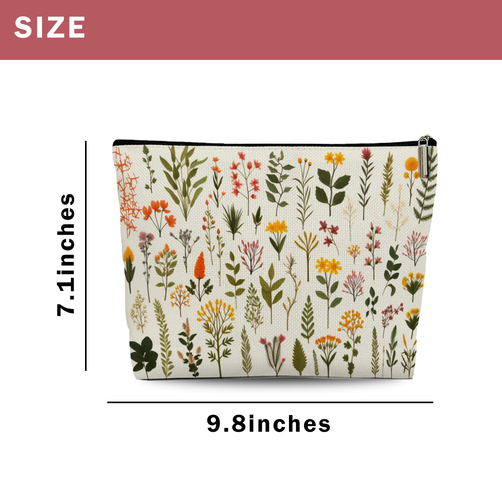 Floral Print Cosmetic Bag for Women - Wildflower Makeup Pouch with Zipper - Perfect Birthday Gift, Travel Organizer & Everyday Essentials Case