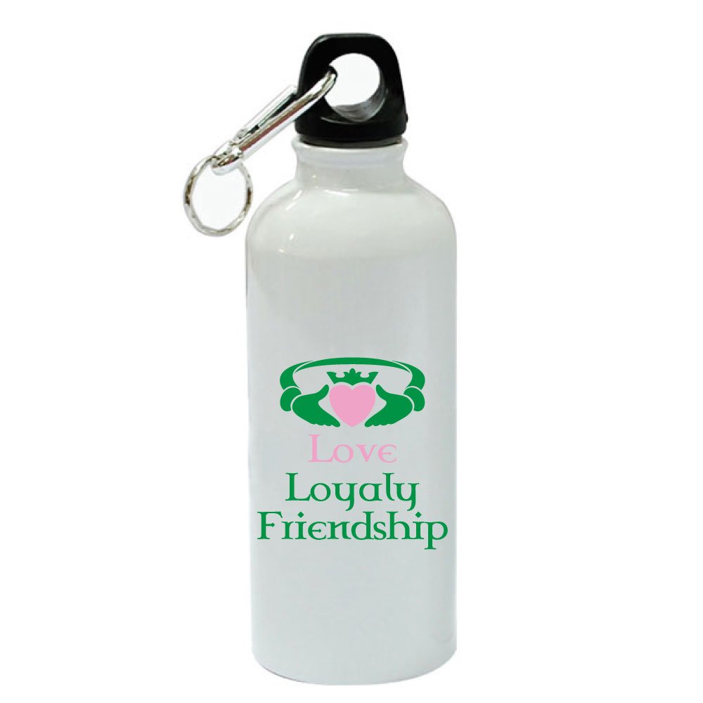 Pink Claddagh Love Loyalty Friendship White Aluminum 20 oz Sports Water Bottle - Ideal for Gym, Hiking, Travel & Everyday Hydration