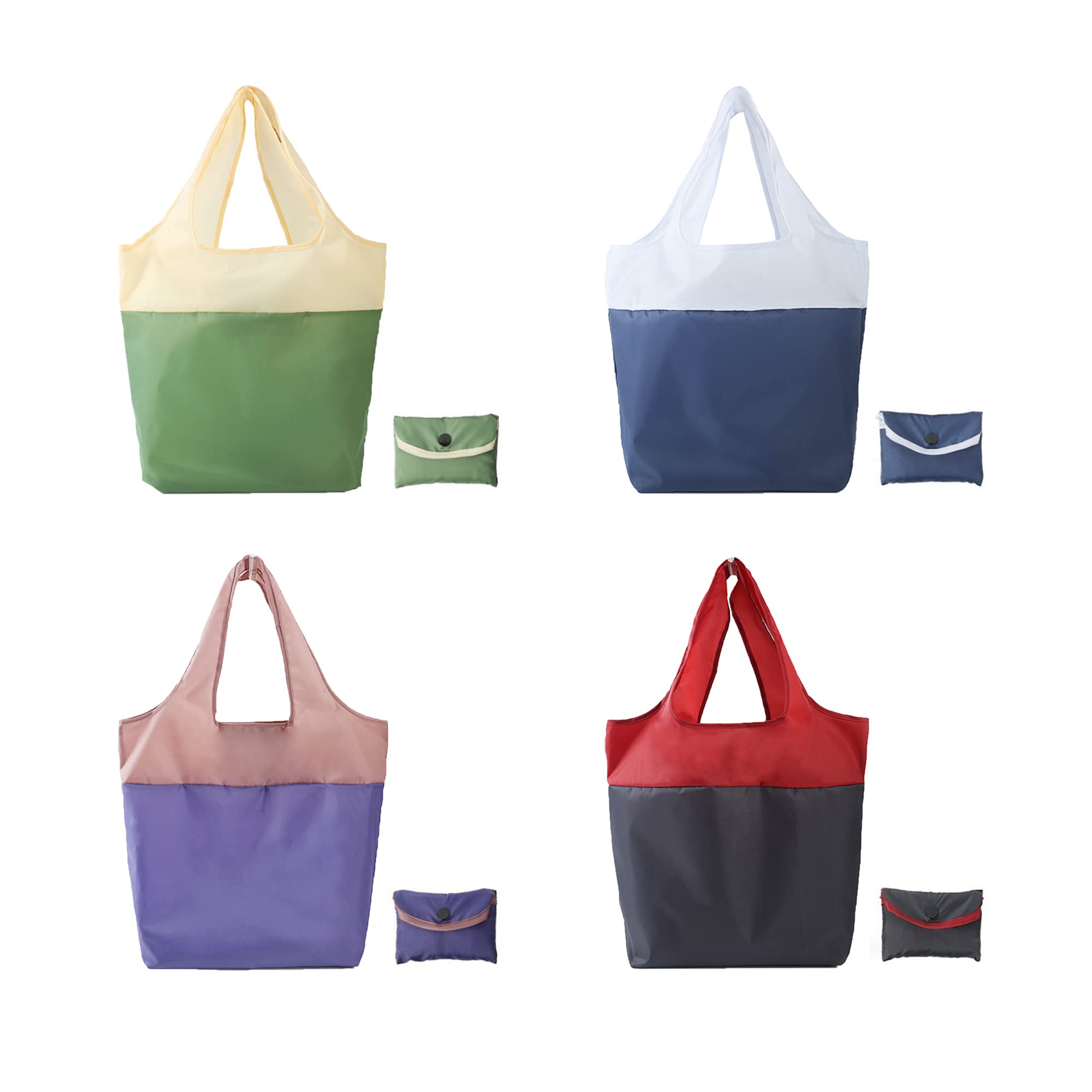 Foldable Reusable Grocery Bags 4 Pack - Large 55LBS Capacity Waterproof Ripstop Shopping Totes with Pouch - Machine Washable for Beach, Travel, Groceries & Gifts (Mixed Colors, X-Large) - Perfect for Eco-Friendly Shopping, Picnics & Daily Errands