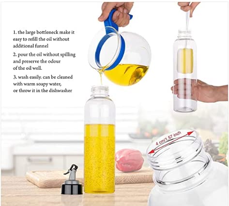 Premium 1 Liter Food Grade Plastic Oil Dispenser - Transparent, Unbreakable Oil & Vinegar Bottle for Cooking, Easy Flow Liquid Pourer - Ideal for Kitchen, Restaurants & Meal Prep (Pack of 1)