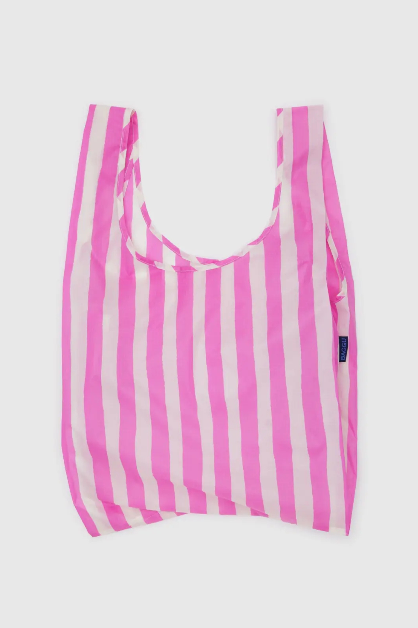 BAGGU Standard Reusable Shopping Tote Bag - Pink Painted Stripe Design | Eco-Friendly Grocery & Beach Tote for Women | Perfect for Shopping, Travel & Daily Use