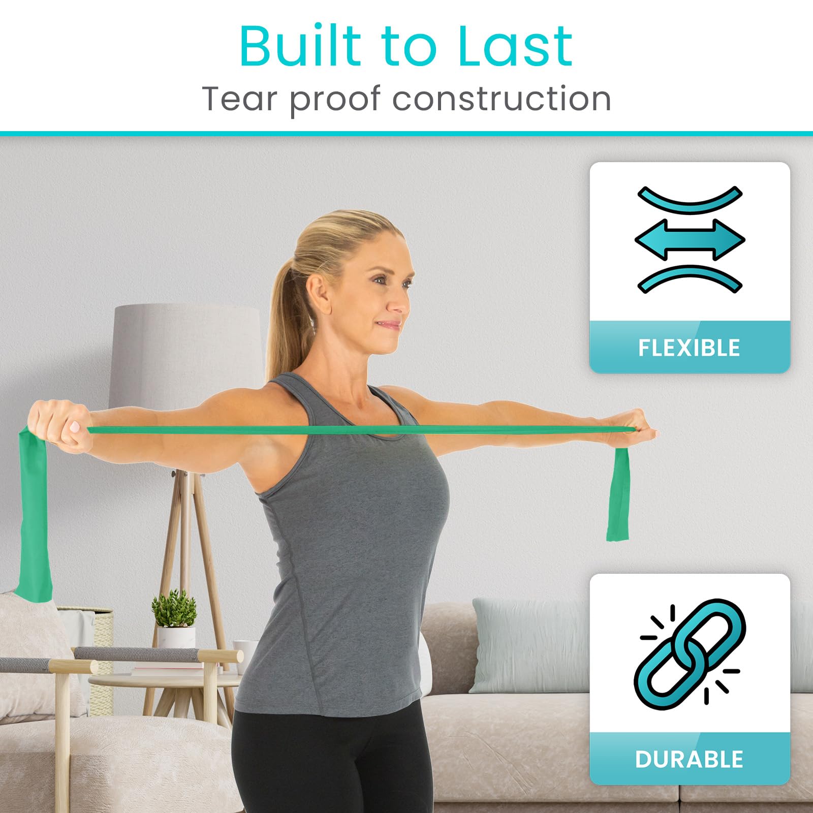 Vive Professional Resistance Bands - 25 Yard Non-Latex Elastic Roll for Physical Therapy, Strength Training & Rehabilitation - Upper & Lower Body Workout for Women & Men - Perfect for Home Gym, Yoga, Pilates & Fitness Training