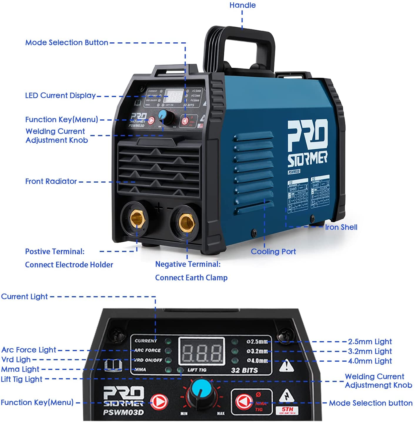 200A ARC Welding Machine - Heavy Duty Portable Welder for Metal Fabrication, Repair & DIY Projects - Ideal for Home, Garage, Farm & Construction Use