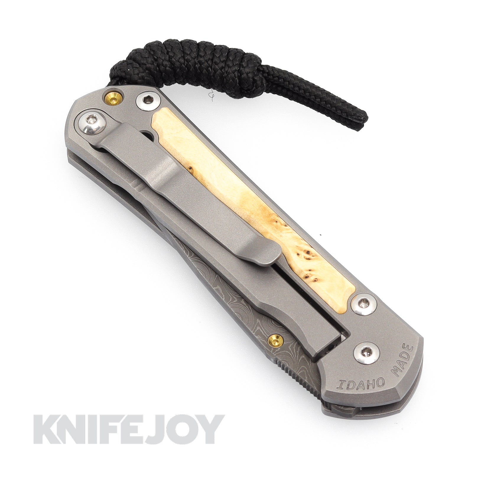 Chris Reeve Knives Small Sebenza 31 Folding Knife - Raindrop Damascus Steel Blade, Matte Finish, Box Elder Wood Inlay Handle | EDC, Outdoor, Camping & Collectible Knife