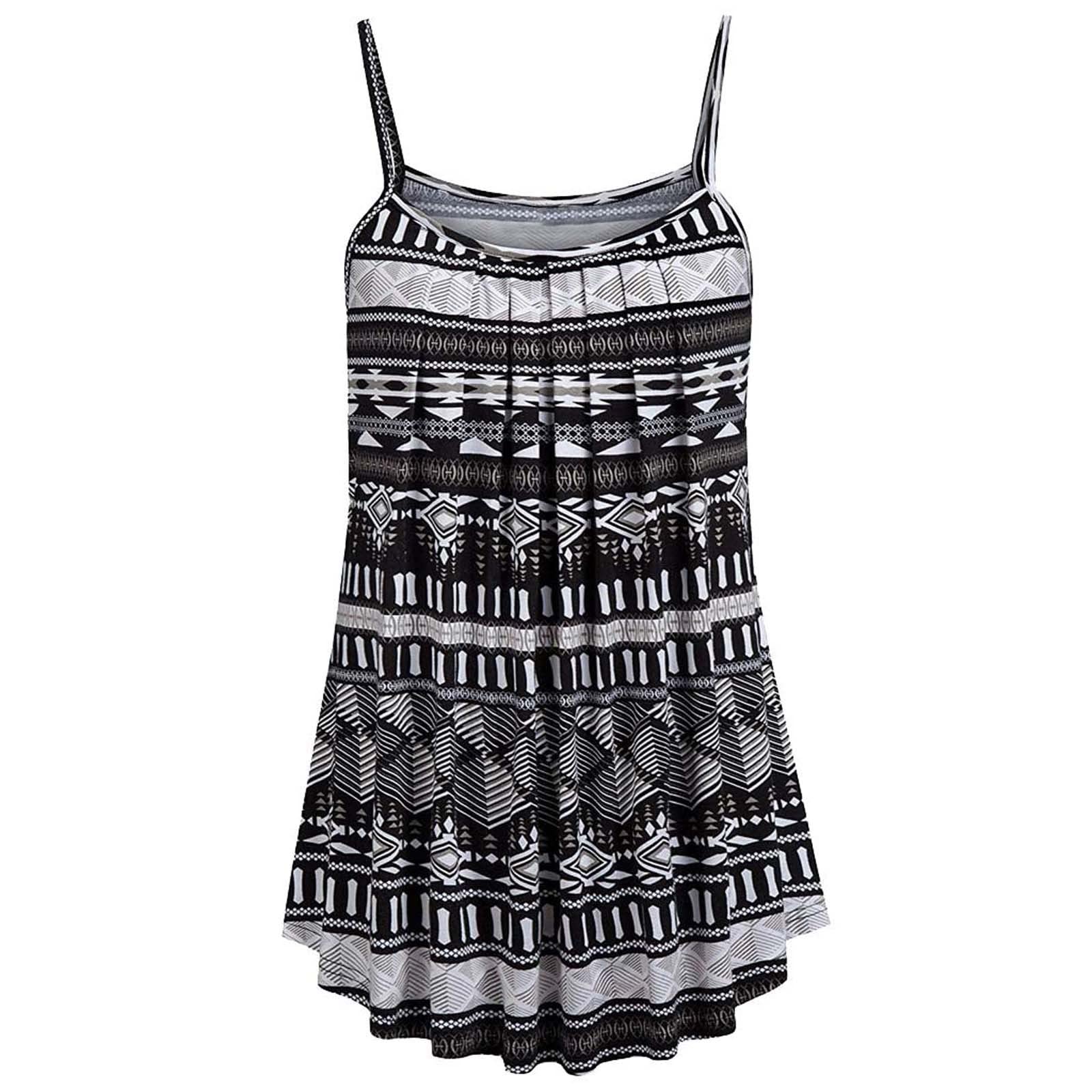 Women's Stylish Casual Beach Summer Loose O-Neck Printed Suspenders Top - Perfect for Vacation, Pool Party & Boho Outfit