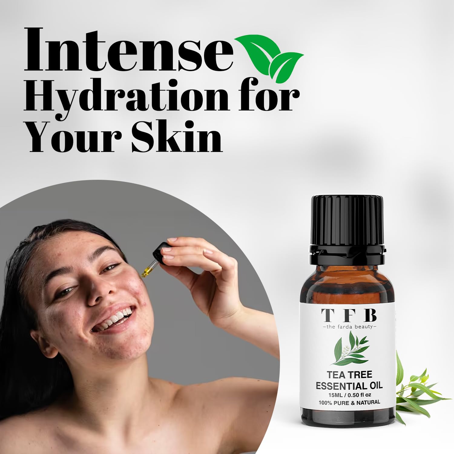 Organic Tea Tree & Peppermint Essential Oil Set (2x15ml) - Natural Dandruff Treatment, Scalp Care, Acne Solution & Stress Relief - Perfect for Aromatherapy, DIY Skincare & Relaxation at Home