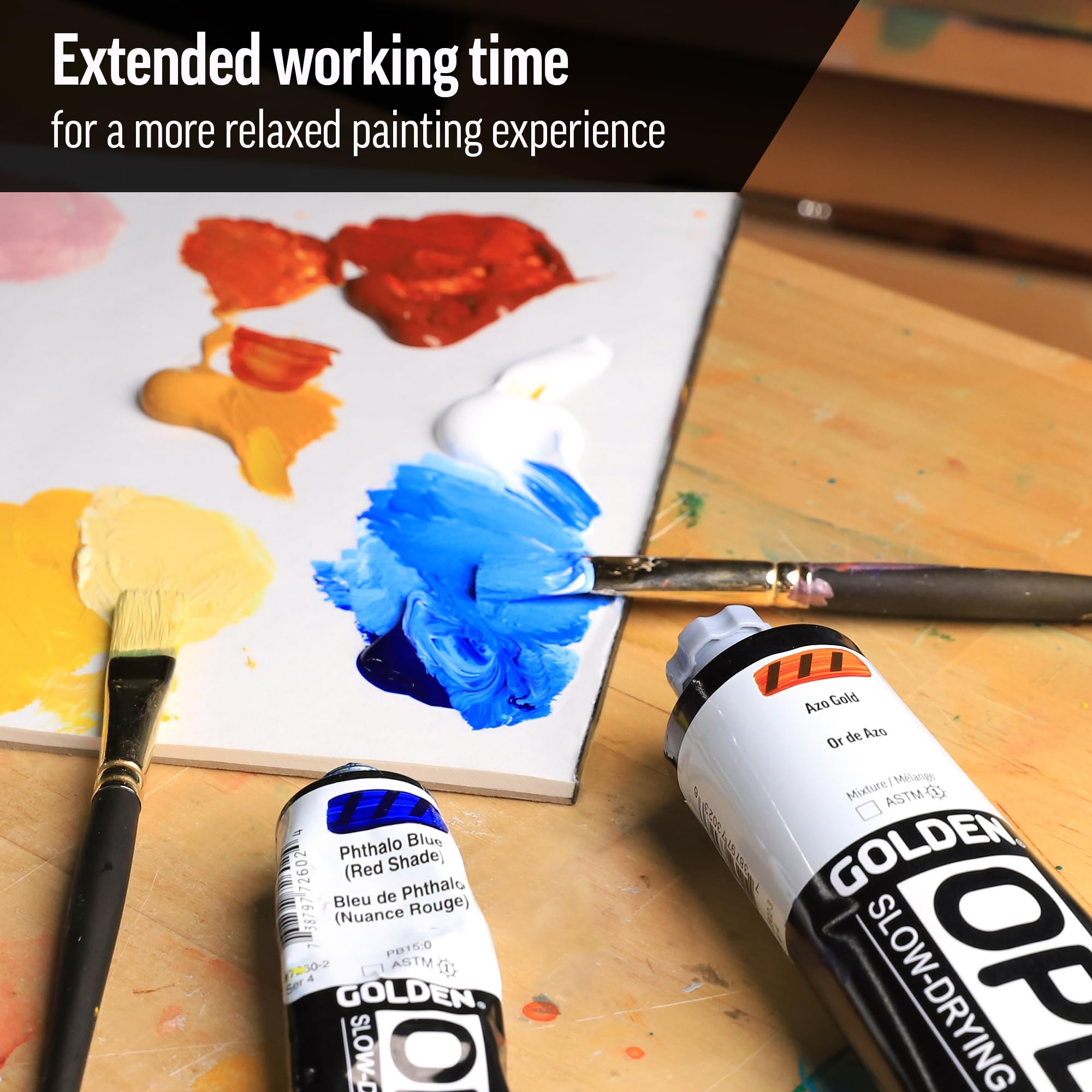 GOLDEN OPEN Slow-Drying Acrylic Paint - Titanium White (32 fl oz Jar) | Professional Semi-Opaque Acrylics for Artists | Perfect for Canvas Painting, Mixed Media & Studio Art