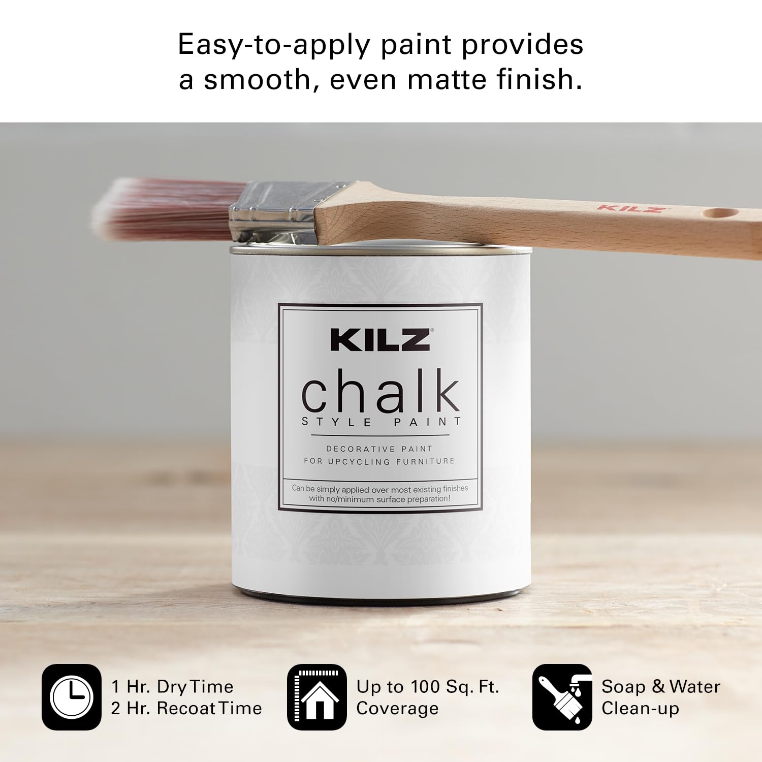 KILZ Chalk Style Paint - Ultra Flat White Interior Paint (1 Quart) for Furniture, Cabinets & DIY Home Decor Projects