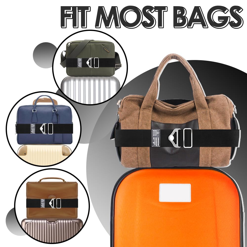 Gutsdoor 2-in-1 Adjustable Travel Belt Luggage Strap - 4 Pack Suitcase Handle Straps for Secure Carry-On Bags (Black) | Perfect for Airplane Travel, Business Trips & Vacation Packing