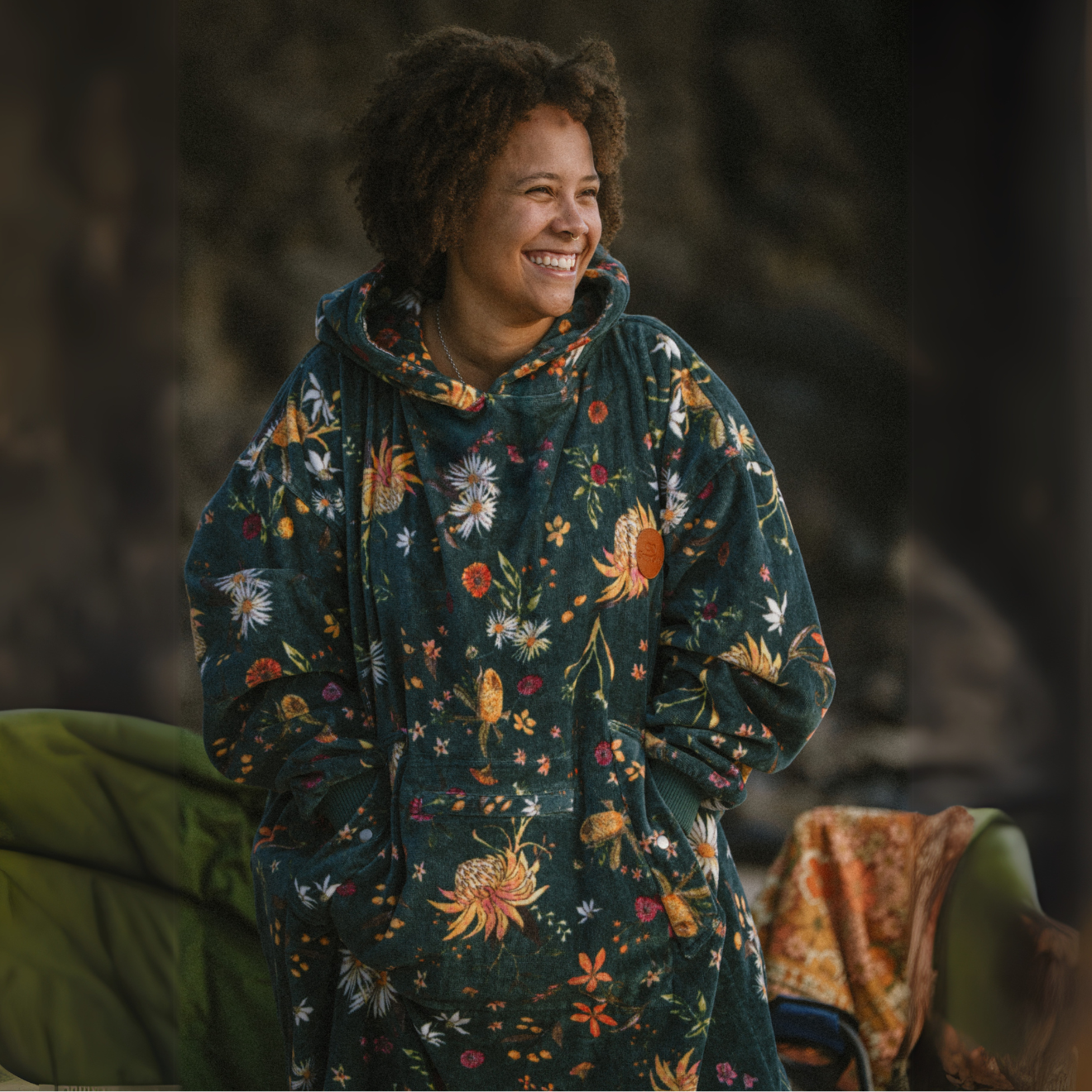 Native Botanical Changing Towel Poncho with Long Sleeves - Quick Dry, Lightweight & Stylish for Beach, Pool, Yoga & Outdoor Activities