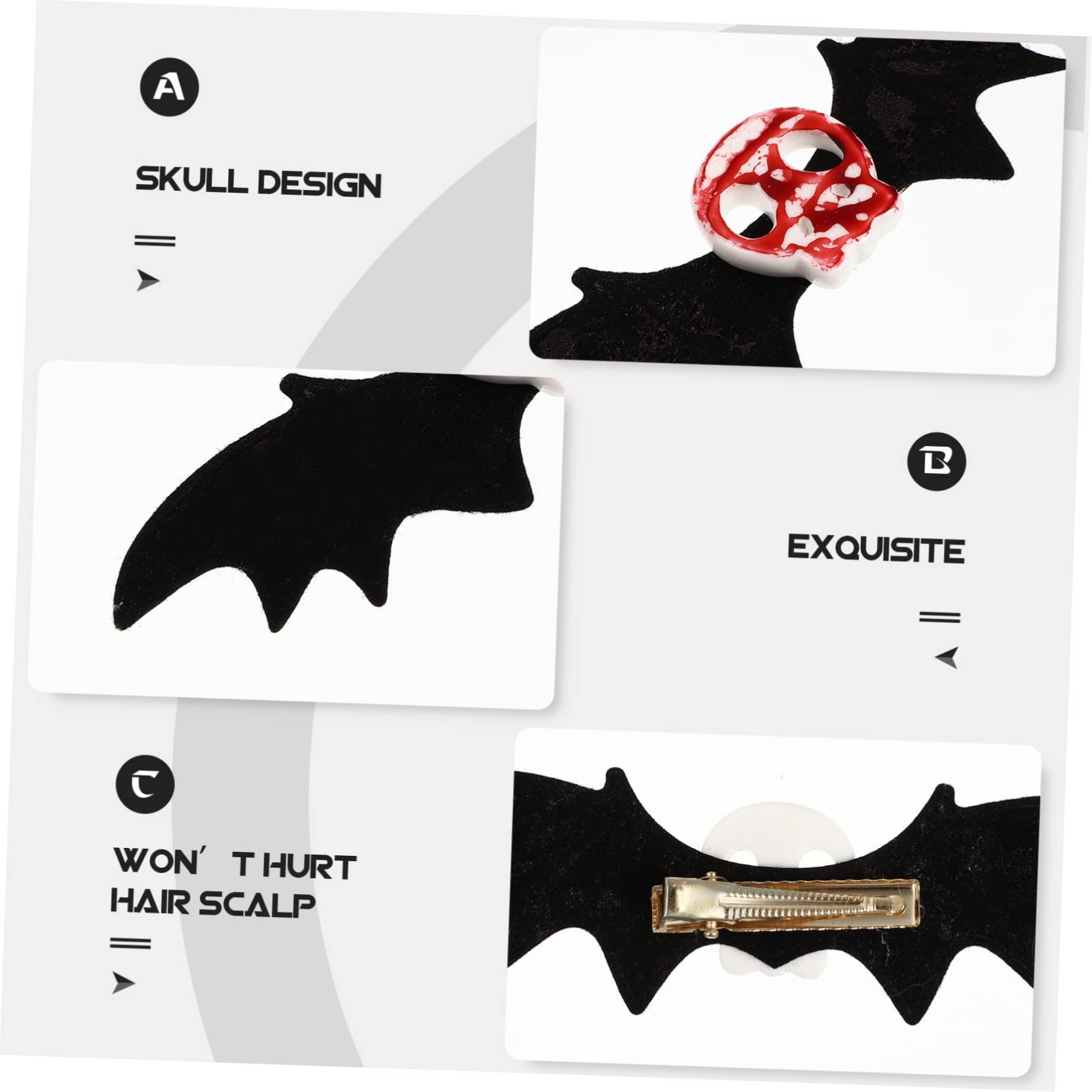 Minkissy Bat Skull Hair Clips - 6pcs Gothic Hair Accessories for Women, Halloween Party Favors, Cosplay Costume Jewelry - Perfect for Halloween Parties, Gothic Fashion, and Themed Events