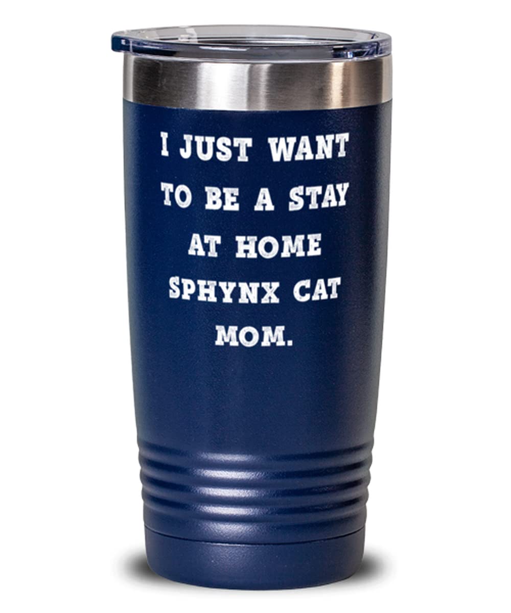 20oz Stainless Steel Tumbler with Sphynx Cat Design - Unique Gift for Cat Lovers, Funny Stay-at-Home Cat Theme - Perfect for Office, Travel, and Everyday Use