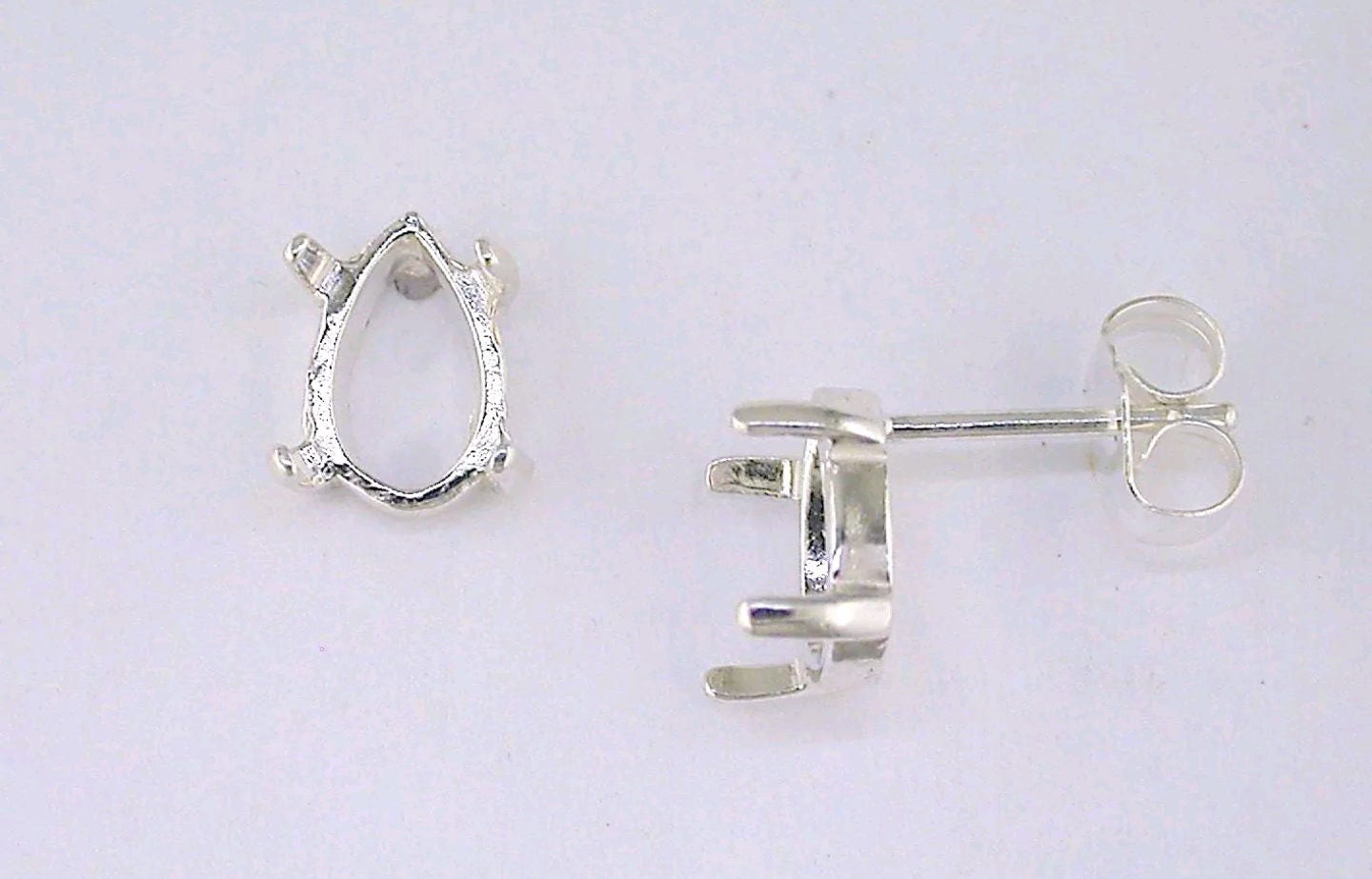 Sterling Silver or 14K Gold Pear Shaped Cabochon Earring Settings - 6x4mm (18x13mm) 2-Piece Set for Jewelry Making - Perfect for DIY Earrings, Handmade Gifts, and Beading Projects
