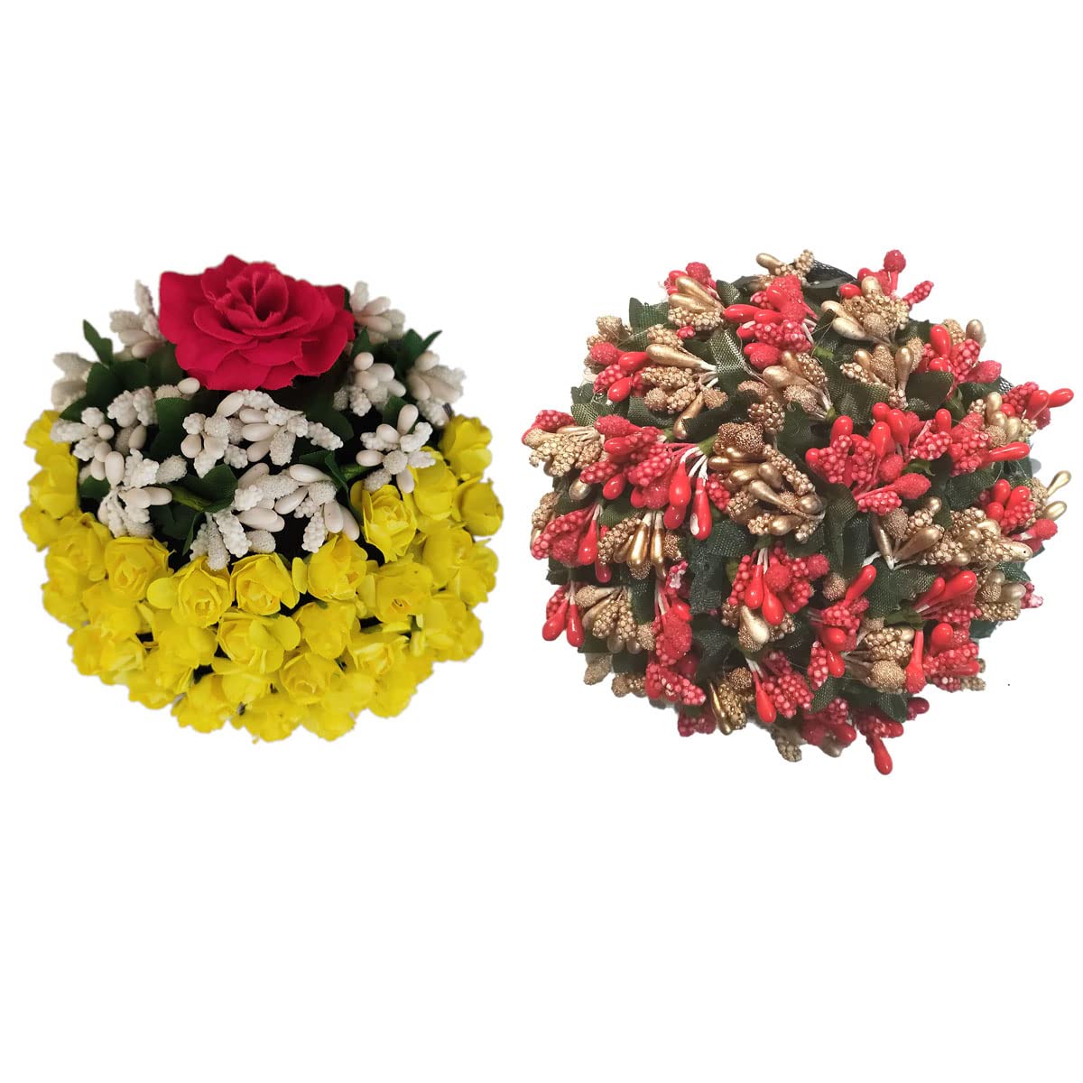 VinshBond Fancy Gajra Bun Hair Clip for Women & Girls - Multicolor Hair Accessory (Pack of 2) - Perfect for Weddings, Parties & Traditional Outfits