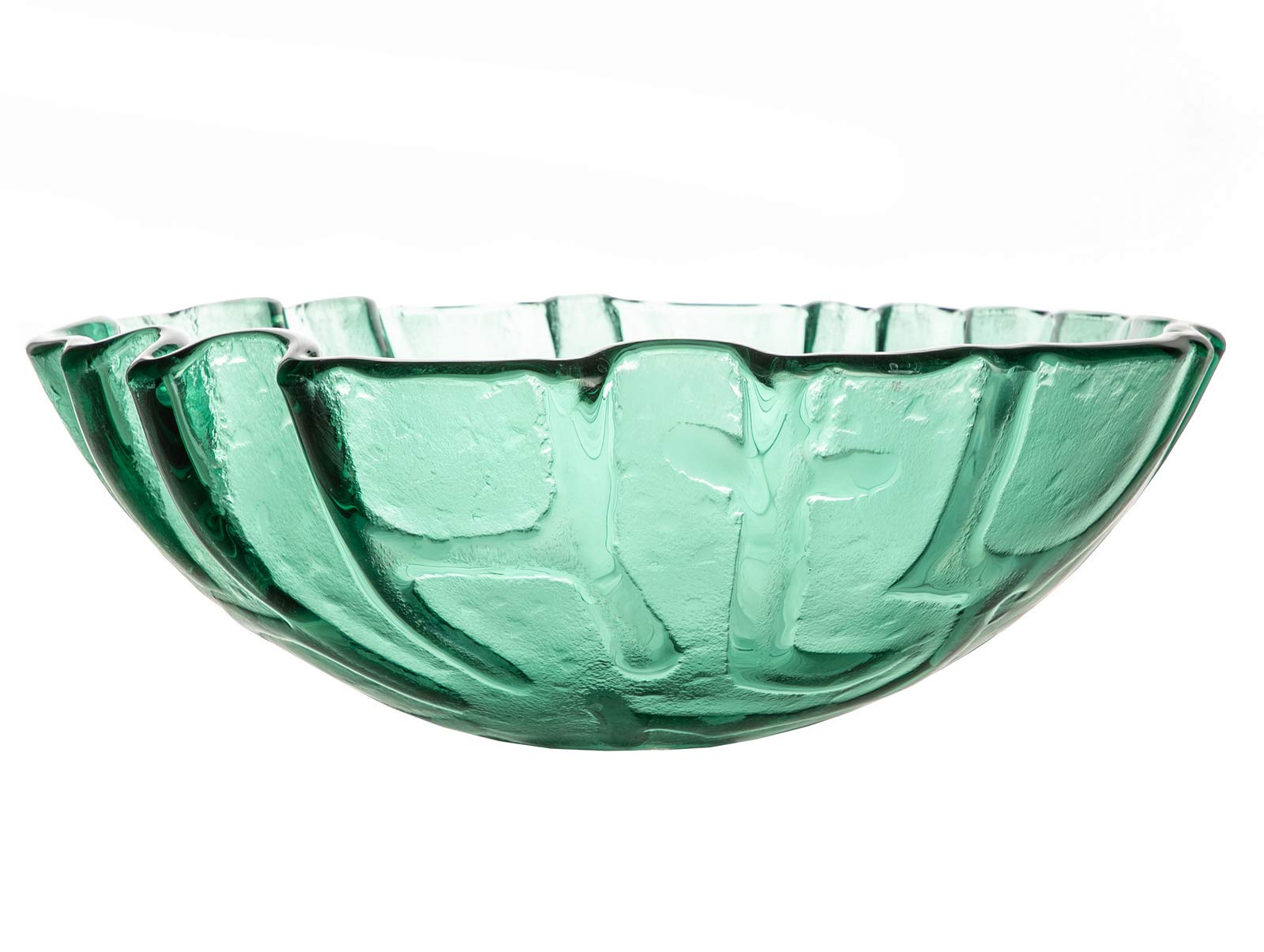 Modern Green Free-Form Wave Rim Round Glass Vessel Sink - Elegant Bathroom Vanity Basin for Contemporary Home Decor, Perfect for Powder Rooms, Guest Baths & Spa-Inspired Retreats
