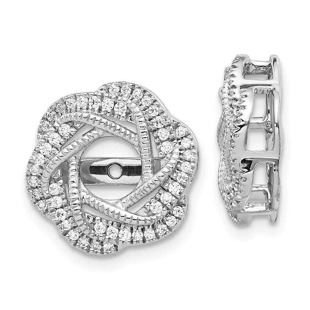14K White Gold Diamond Jacket Earrings for Women - Elegant Stud Earrings for Daily Wear & Special Occasions