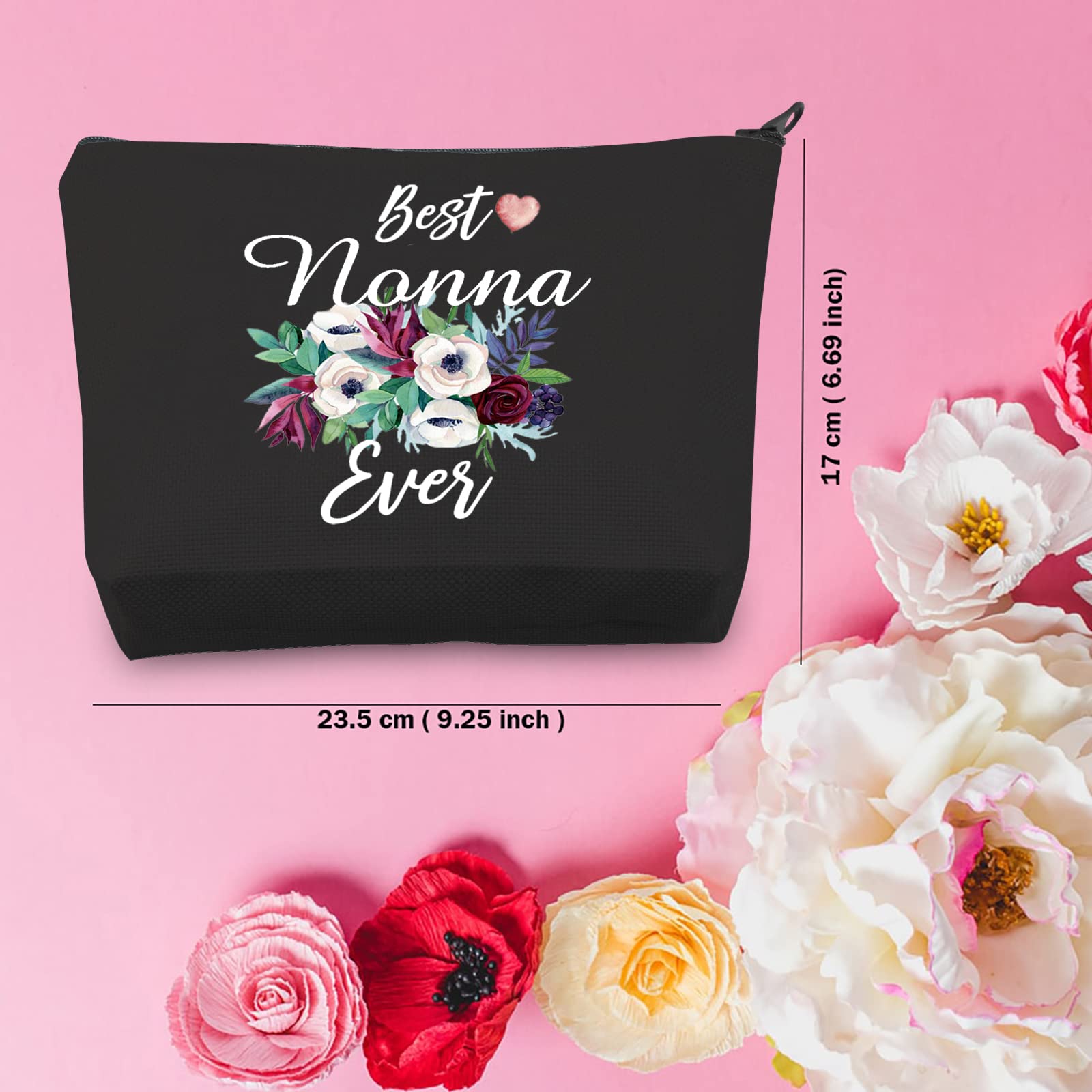 TSOTMO Best Nonna Ever Gift - Thoughtful Grandma Gift from Grandchild - Premium Nonna Makeup Bag for Travel & Daily Use | Perfect for Birthdays, Mother's Day & Special Occasions
