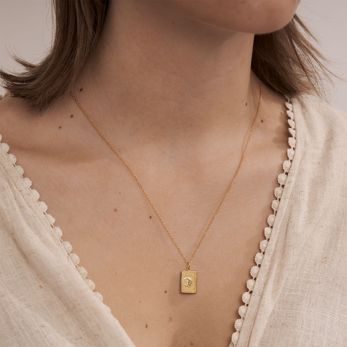 Gold Tarot Locket Necklace - Mystical Jewelry for Spiritual Protection & Fashion | Perfect for Witches, Pagans & Crystal Lovers