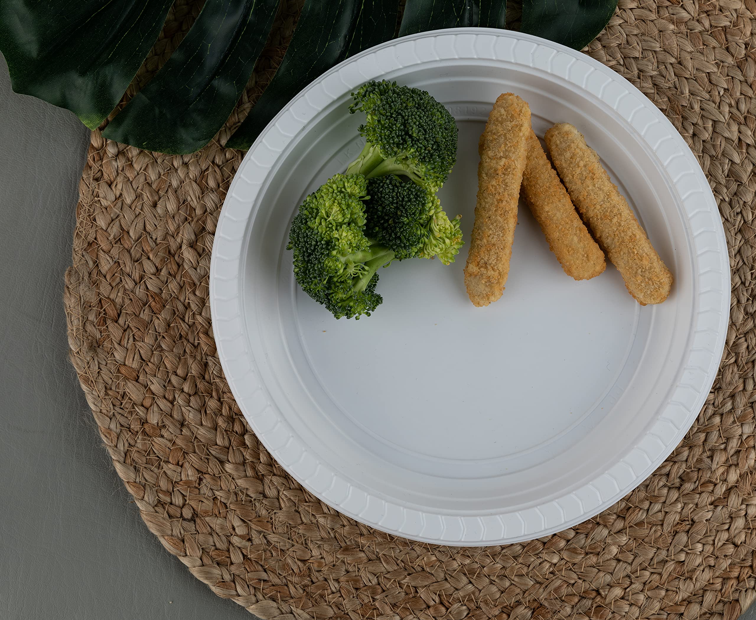 Blue Sky 9 Inch White Disposable Plastic Plates - 200 Pack, Microwave Safe & Durable, Perfect for Birthday Parties, Weddings, Banquets, Picnics, BBQs, Camping, and Everyday Dining - Eco-Friendly Dinnerware for Home & Outdoor Use