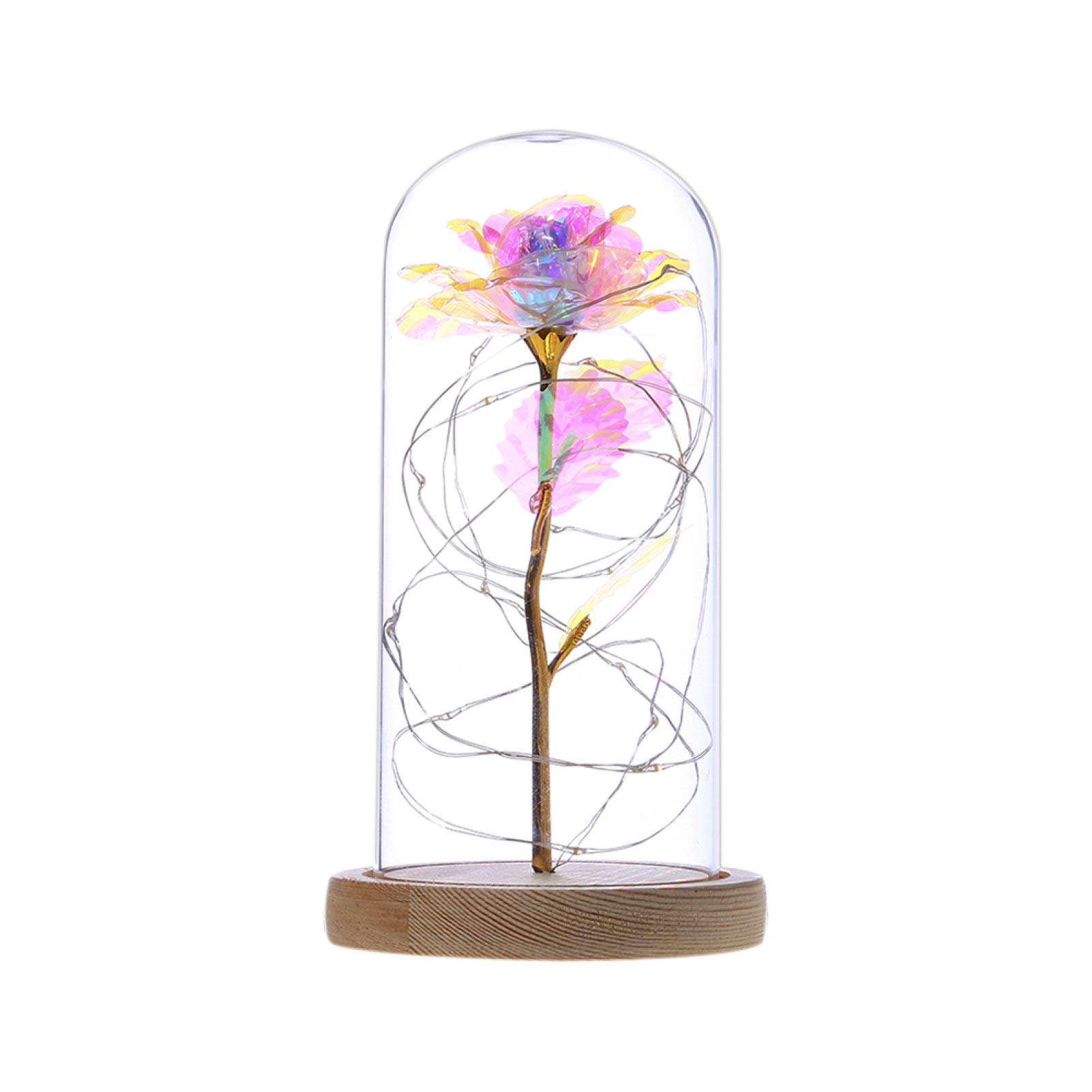 Eternal Rose in Glass Dome - Romantic LED Rose Gift for Valentine's Day, Anniversary & Special Occasions | Realistic Artificial Flower with Multicolor LED Night Light | Perfect for Bedroom Decor, Wedding Centerpiece & Romantic Surprises