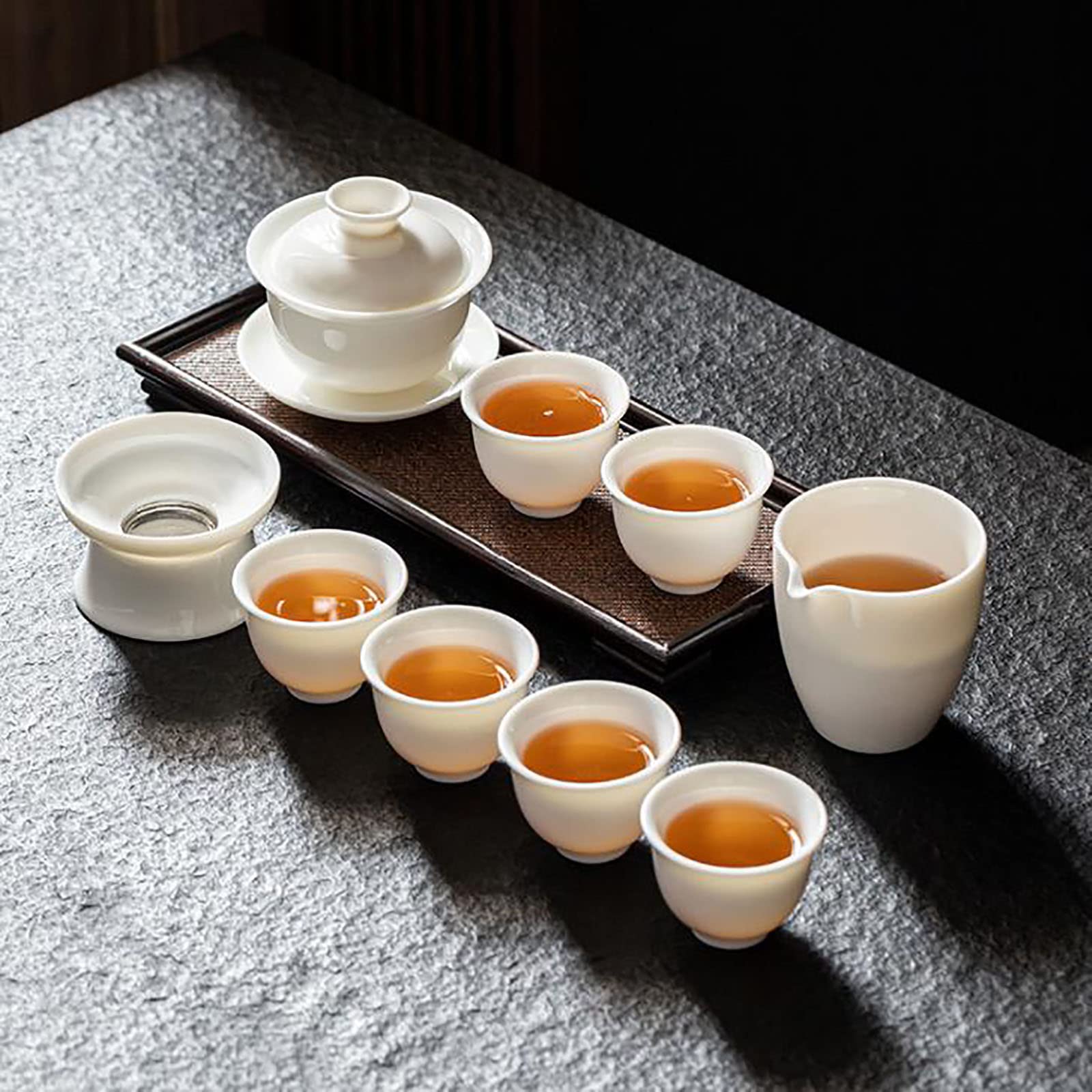 Premium Chinese Kung Fu Tea Set - Mutton Fat Jade Porcelain, Traditional Style for Home, Office & Business Gifts | Perfect for Tea Ceremonies, Meditation & Luxury Gifting