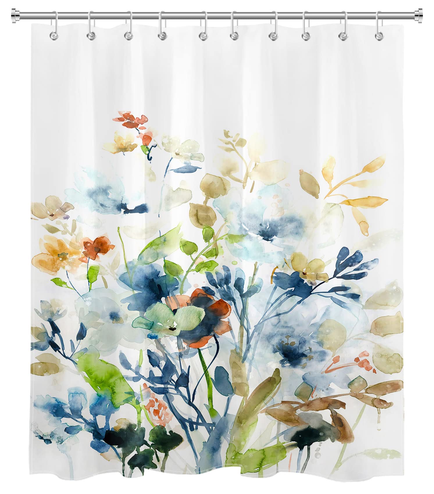 HVEST Waterproof Abstract Botanical Floral Shower Curtain - Nature Inspired Bathroom Decor with Hooks Set, 60x72 Inches - Perfect for Spa-Like Bathroom Retreat & Boho Home Decor