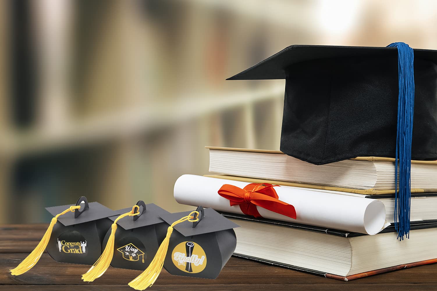 24 Pcs Graduation Cap Candy Box - Party Supplies & Treat Box for Graduation Decorations - Congrats Grad Gift Box for Class of 2024 - Perfect for Graduation Parties & School Celebrations