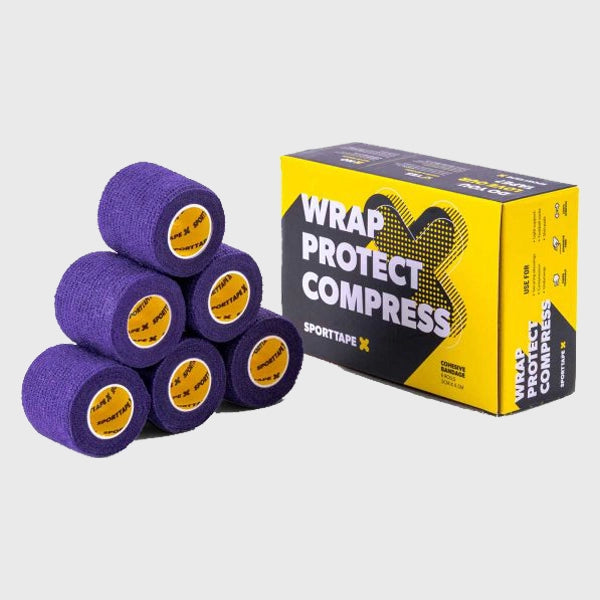 SportTape 5cm x 4.5m Athletic Sock Wrap - Purple Elastic Bandage for Running, Basketball & Sports Injury Support - Ideal for Ankle Support & Compression Therapy