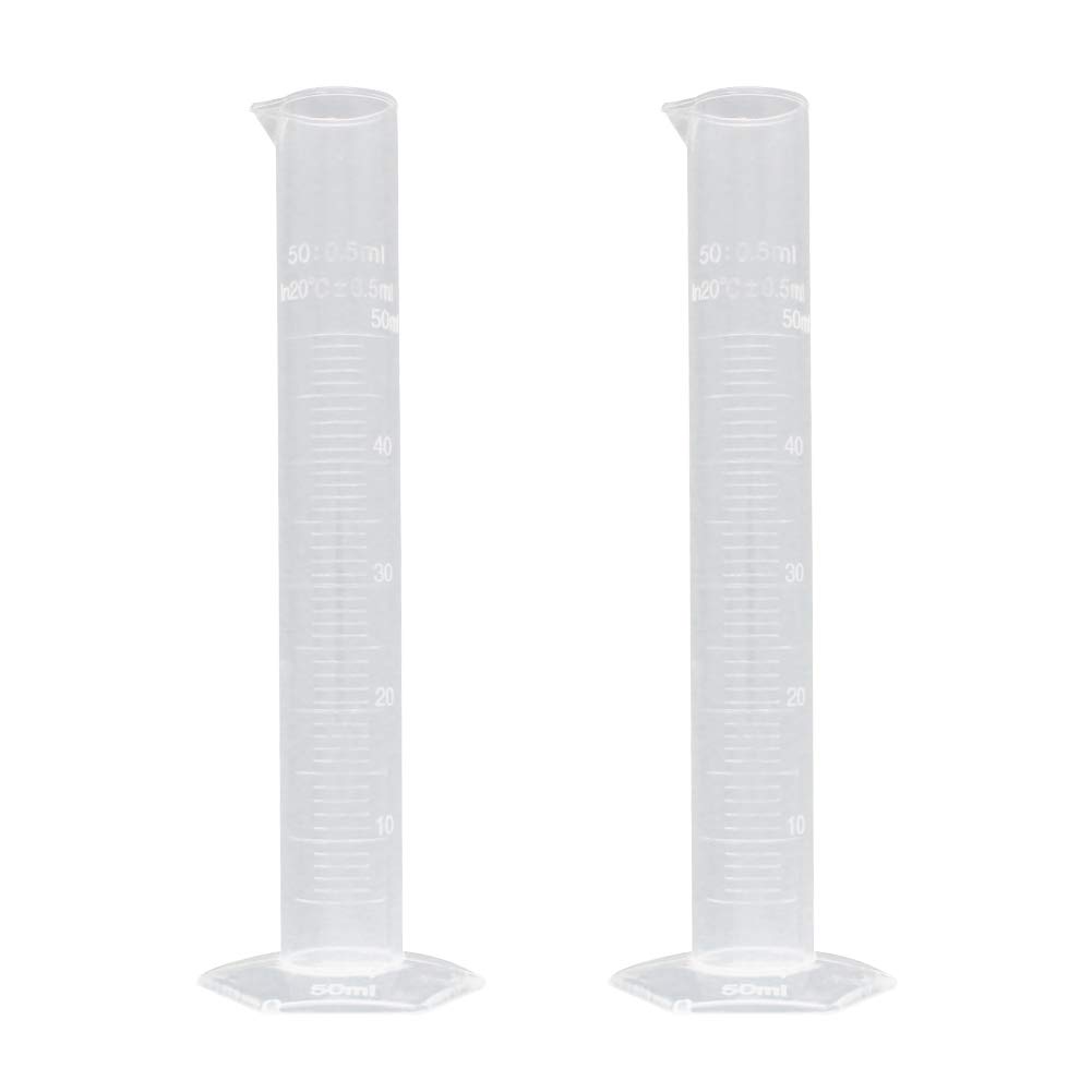 Othmro 50ml Plastic Graduated Measuring Cylinder with Hex Base & Pour Spout - Lab Test Tube Beakers for Science Experiments, Home & School Chemistry Use