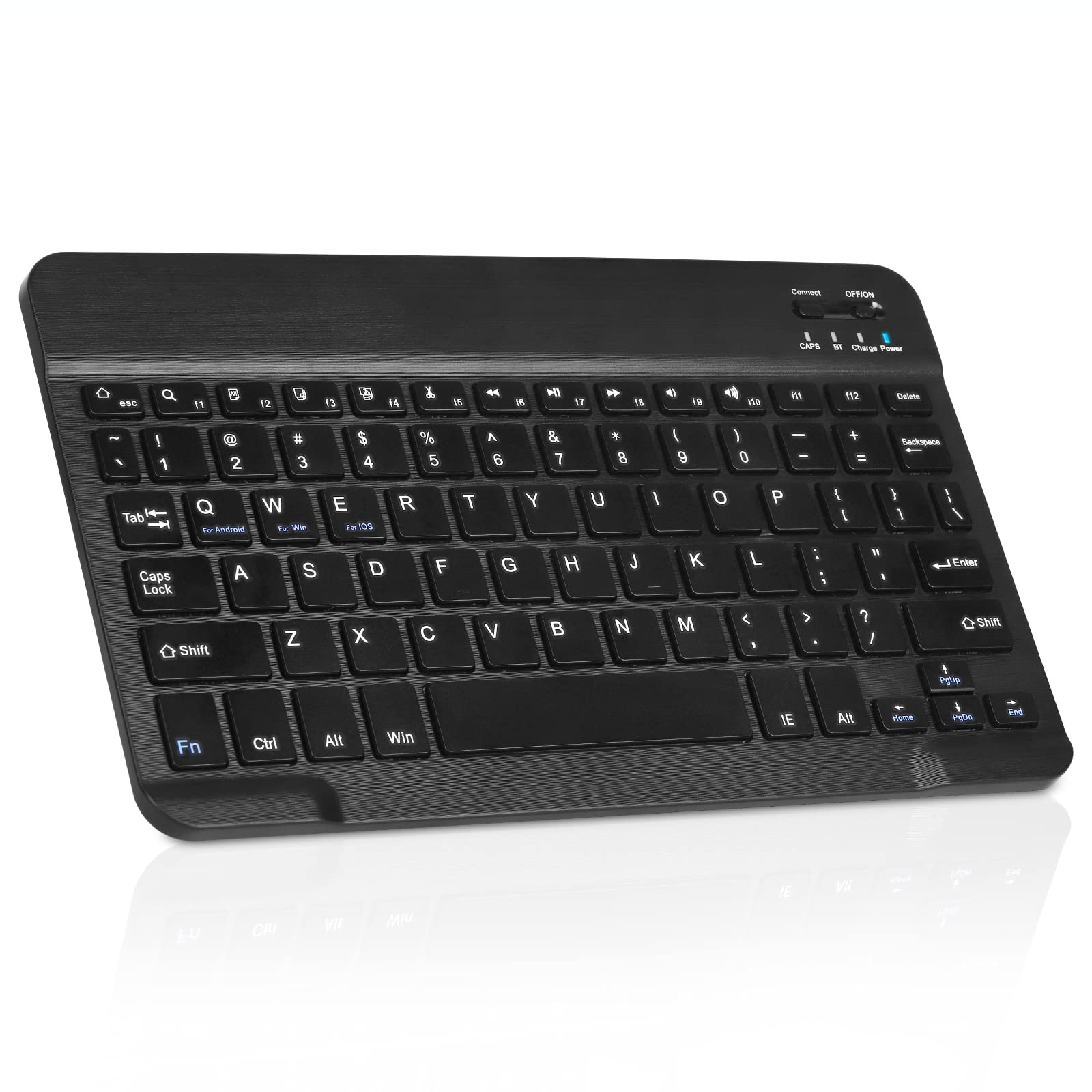 Ultra-Slim Bluetooth Rechargeable Wireless Keyboard - Compatible with Xiaomi Redmi K40, iPad, iPhone, Android Tablets, Smartphones & Windows PC - Onyx Black - Perfect for Office, Home & Travel Use