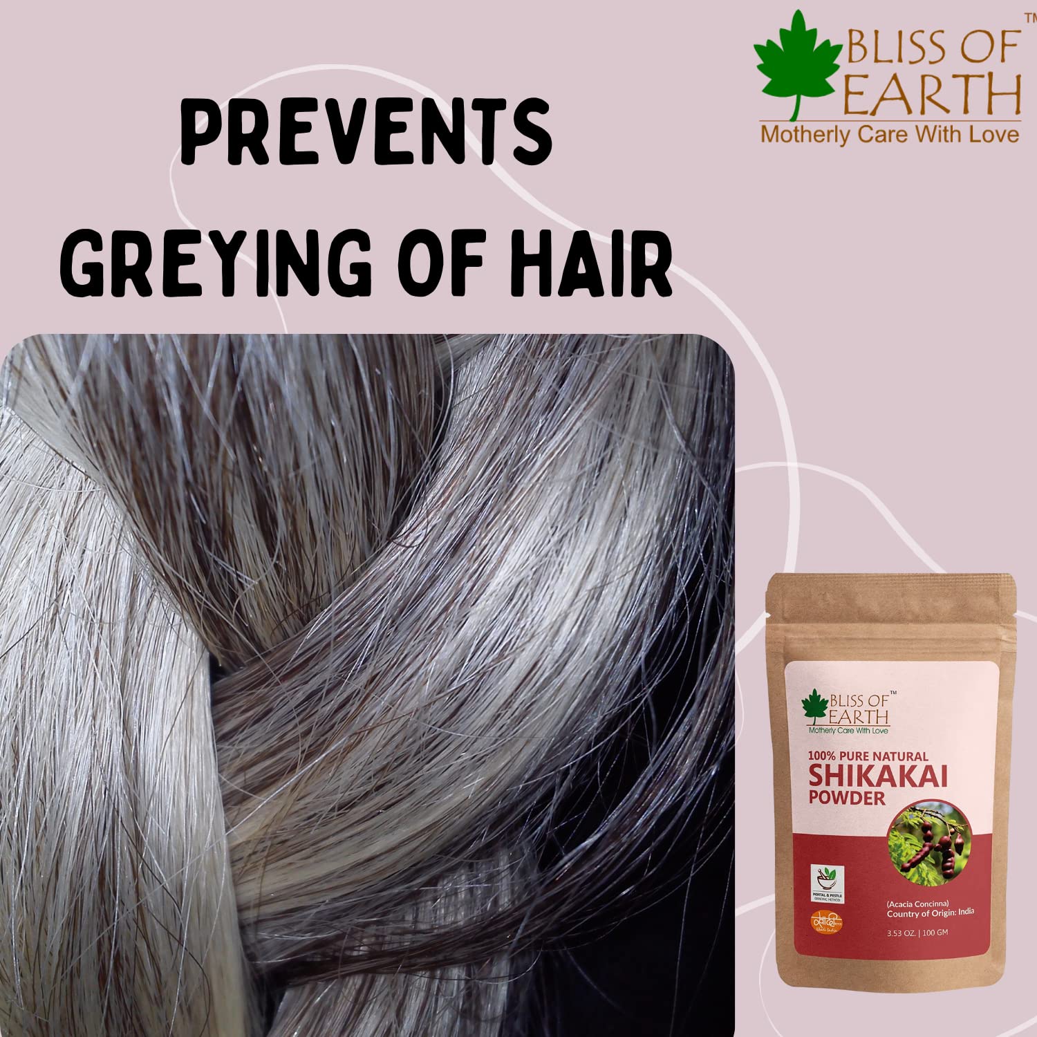 Bliss of Earth™ 100% Pure Natural Shikakai Powder for Hair Growth | 2x100g Acacia Concina | Organic Hair Cleanser & Conditioner | Promotes Thicker, Stronger Hair | Perfect for Ayurvedic Hair Care & Natural Styling