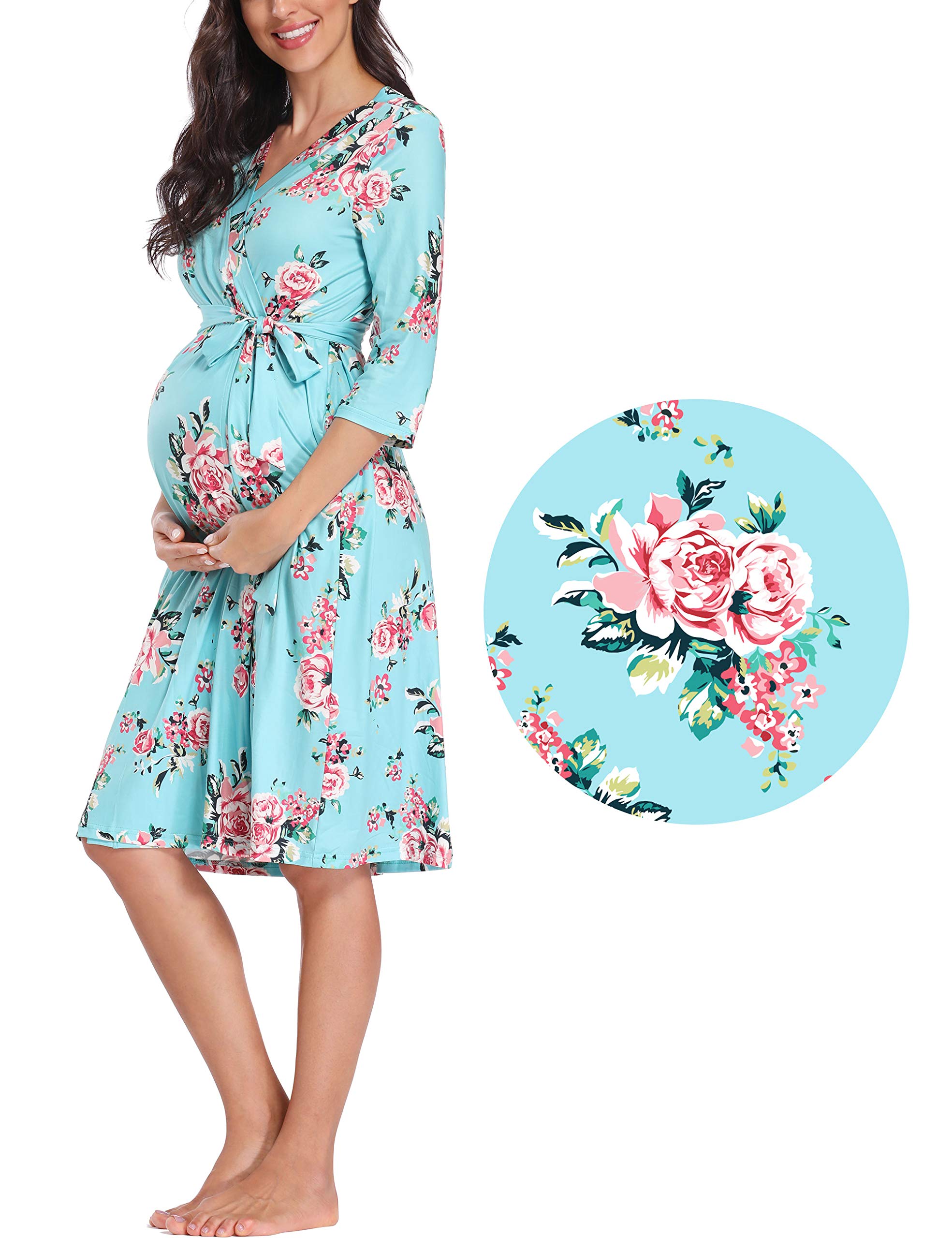 Peauty Maternity Hospital Gown - Soft Labor & Delivery Nursing Robe for Pregnancy, Postpartum & Breastfeeding - Comfortable Hospital Sleepwear for New Moms (Perfect for Hospital Stay, Nursing & Recovery)
