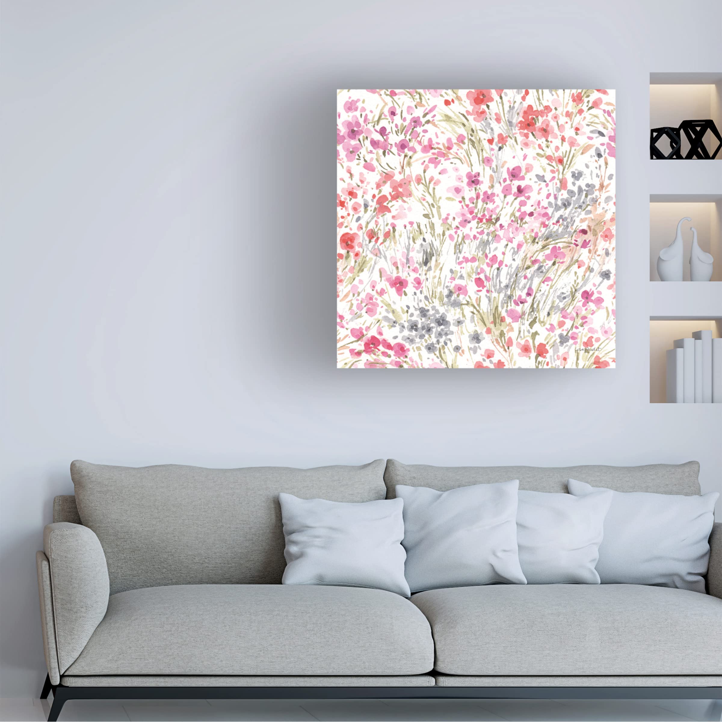 Lisa Audit 'Obviously Pink 25' Canvas Wall Art Print - Modern Pink Abstract Painting for Living Room, Bedroom & Office Decor