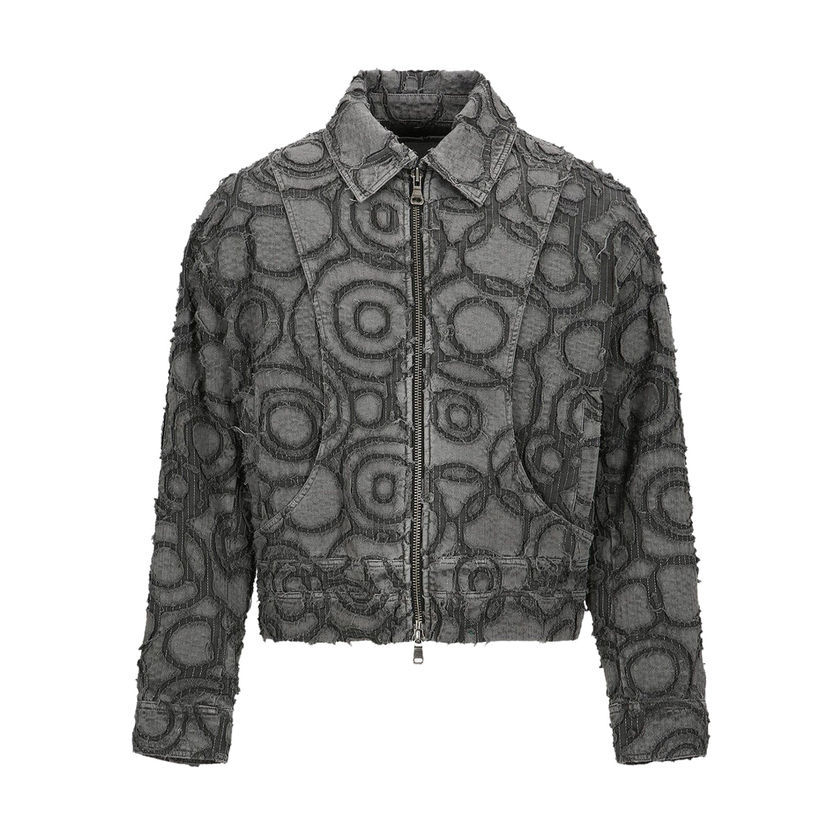 Vintage Burn Out Dyed Zip Up Jacket for Men & Women - Charcoal Gray Distressed Style | Perfect for Casual Outfits, Streetwear & Fall Layering