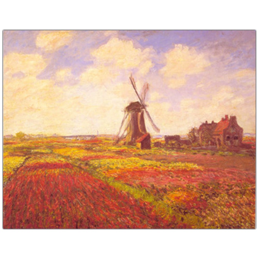 Claude Monet Tulips in a Field - 14x19 Inch Canvas Wall Art Print for Home & Office Decor | Impressionist Floral Painting | Living Room, Bedroom, or Gift Idea