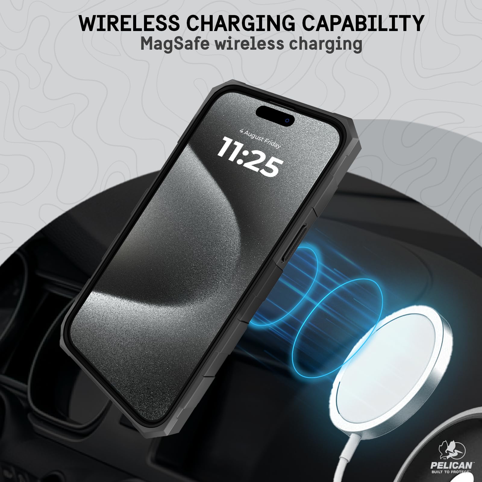 Pelican Shield iPhone 15 Pro Max Case with MagSafe | 21FT Military Drop Protection | Rugged Belt Clip Holster | Brushed Aluminum Finish | Perfect for Outdoor Adventures, Construction Work & Extreme Sports