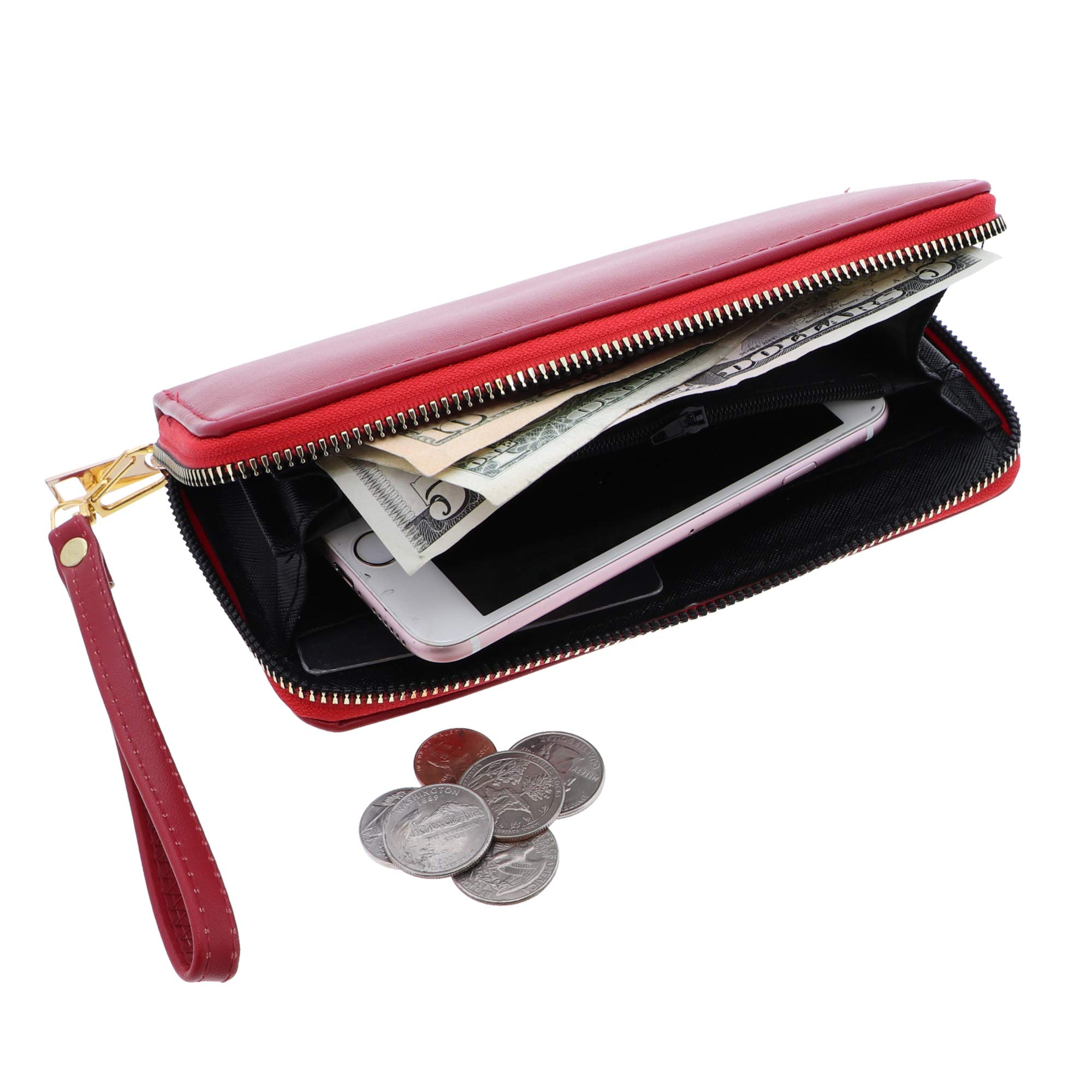 Vegan Leather Solid Color Zipper Wallet for Women - Stylish & Durable Ladies Wallet for Everyday Use, Travel, and Business
