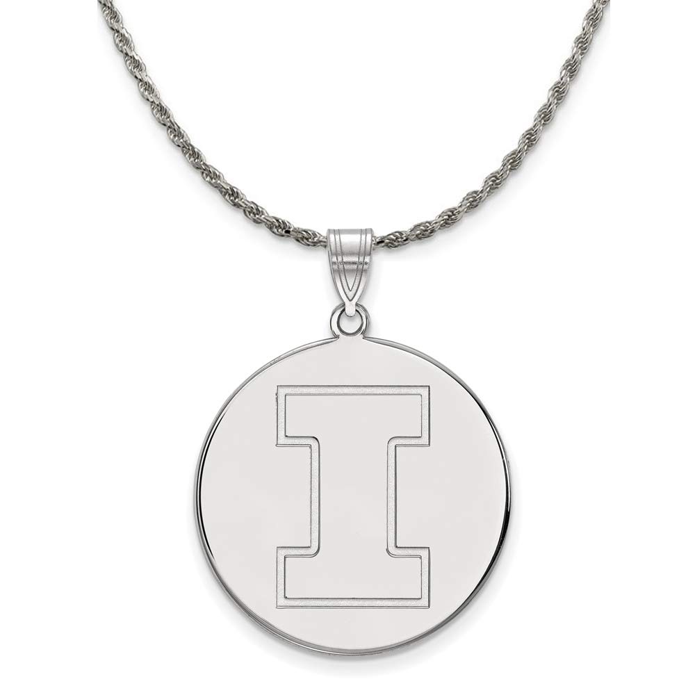Illinois XL Disc Pendant Necklace - Sterling Silver for Gifts & Graduation