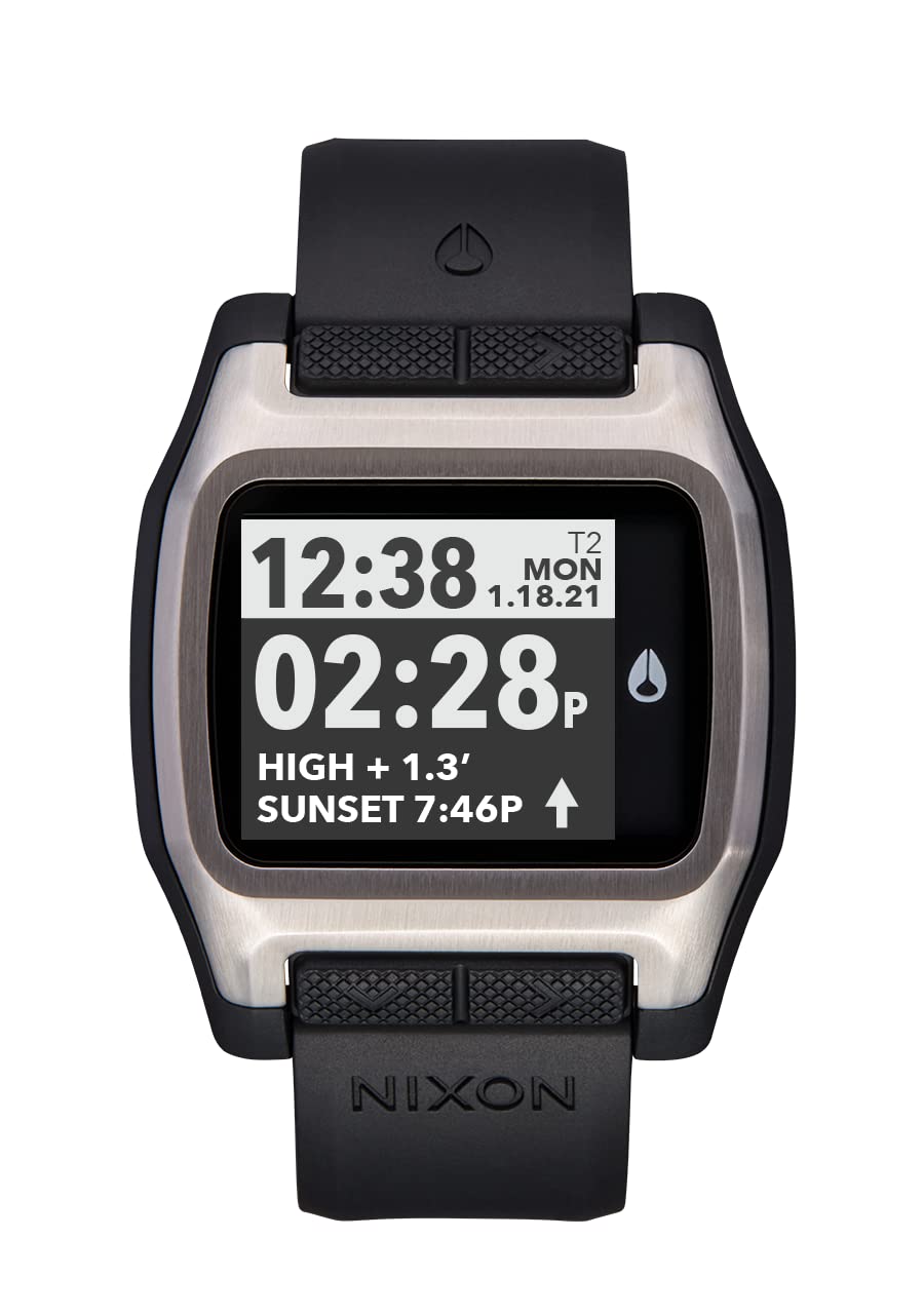 NIXON High Tide A1308 Digital Watch for Men & Women - 44mm Customizable Face, 23mm PU Band - Waterproof Surfing, Diving & Fishing Watch - Perfect for Outdoor Sports, Beach Activities & Water Adventures