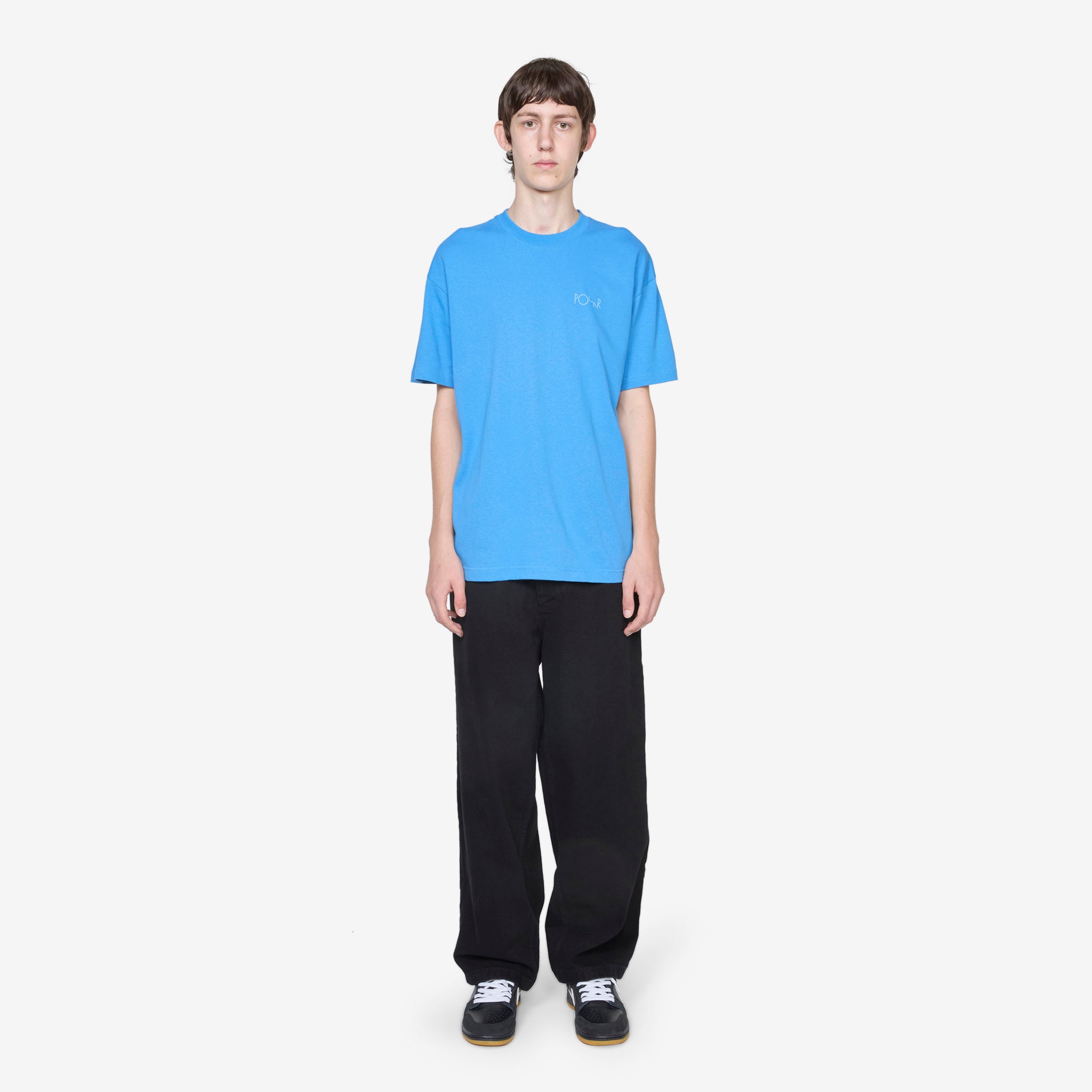 Stylish Contrast Stroke Logo T-Shirt in French Blue - Perfect for Casual Wear, Street Fashion & Everyday Outfits