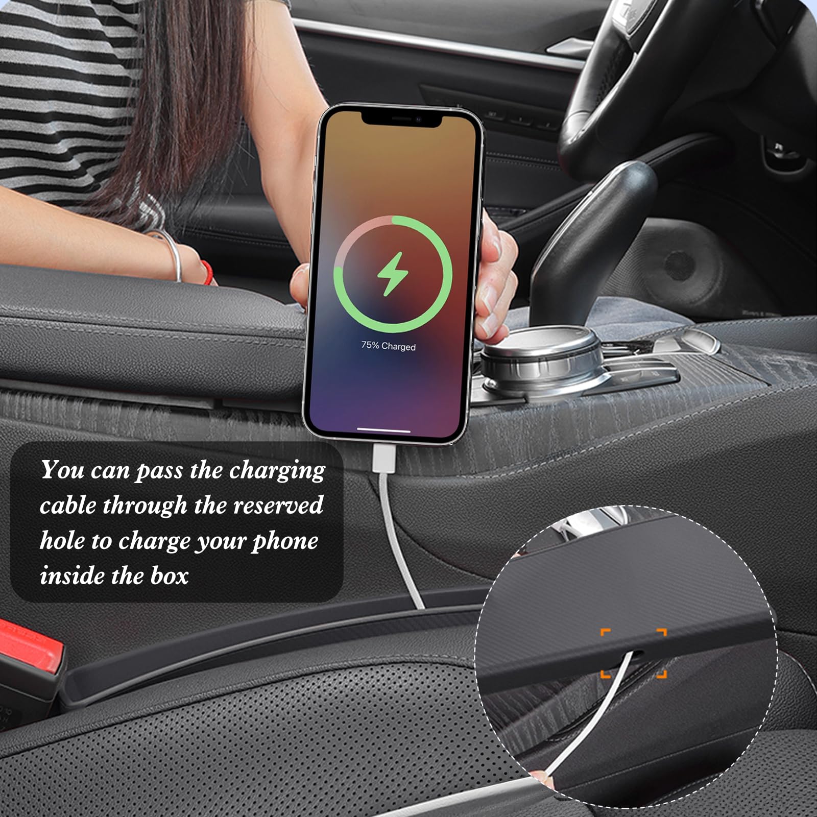 2 Pack Car Seat Gap Filler Organizer with Storage Pouch - Universal Auto Accessories for SUV & Sedan - Perfect for Storing Coins, Glasses, Keys & Small Essentials (Black) | Keep Your Car Neat & Organized While Driving