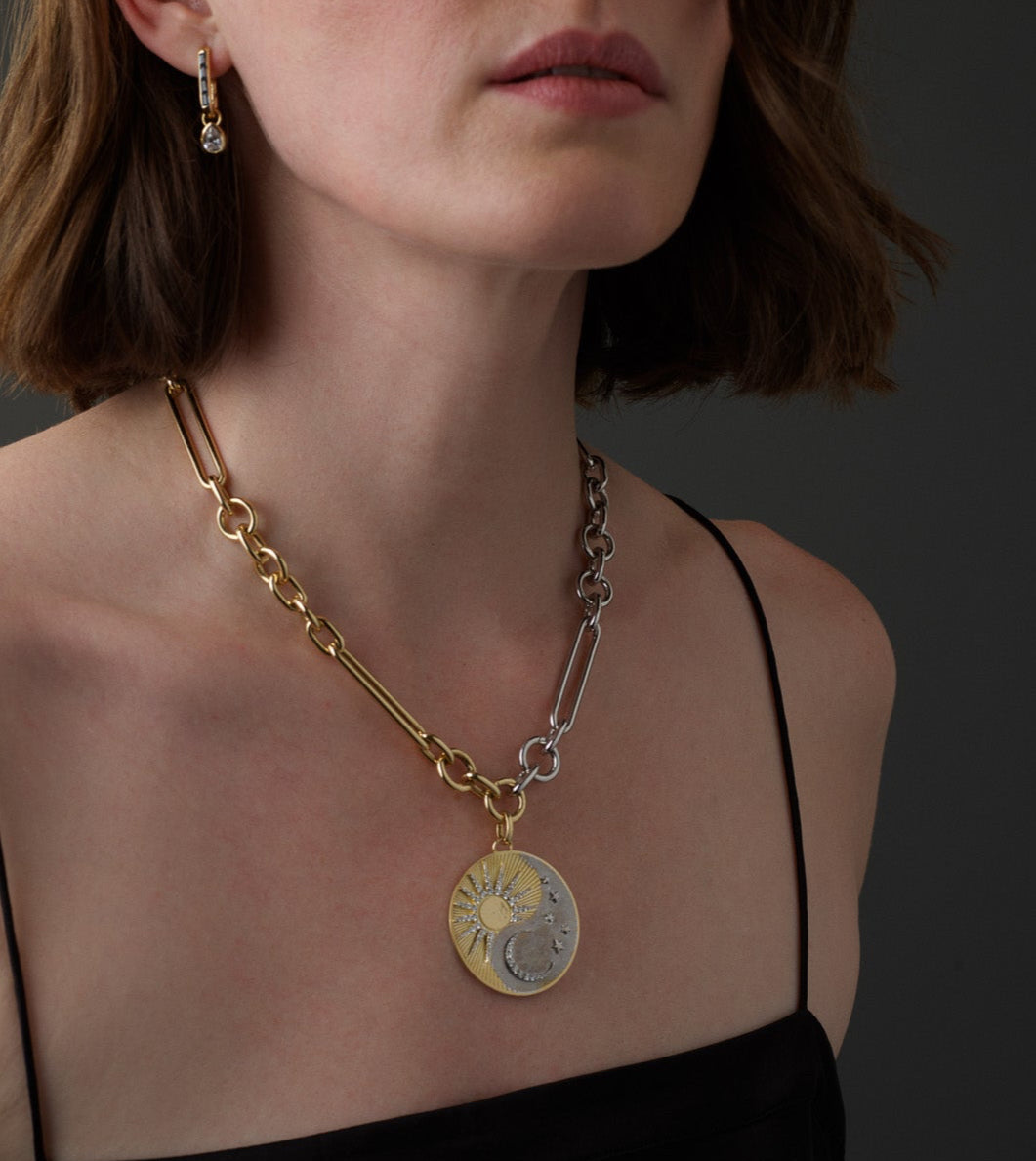 Oversized Mixed Clip Chain Necklace in Gold Tone - Trendy Layered Statement Jewelry for Women, Perfect for Parties, Dates, and Everyday Wear