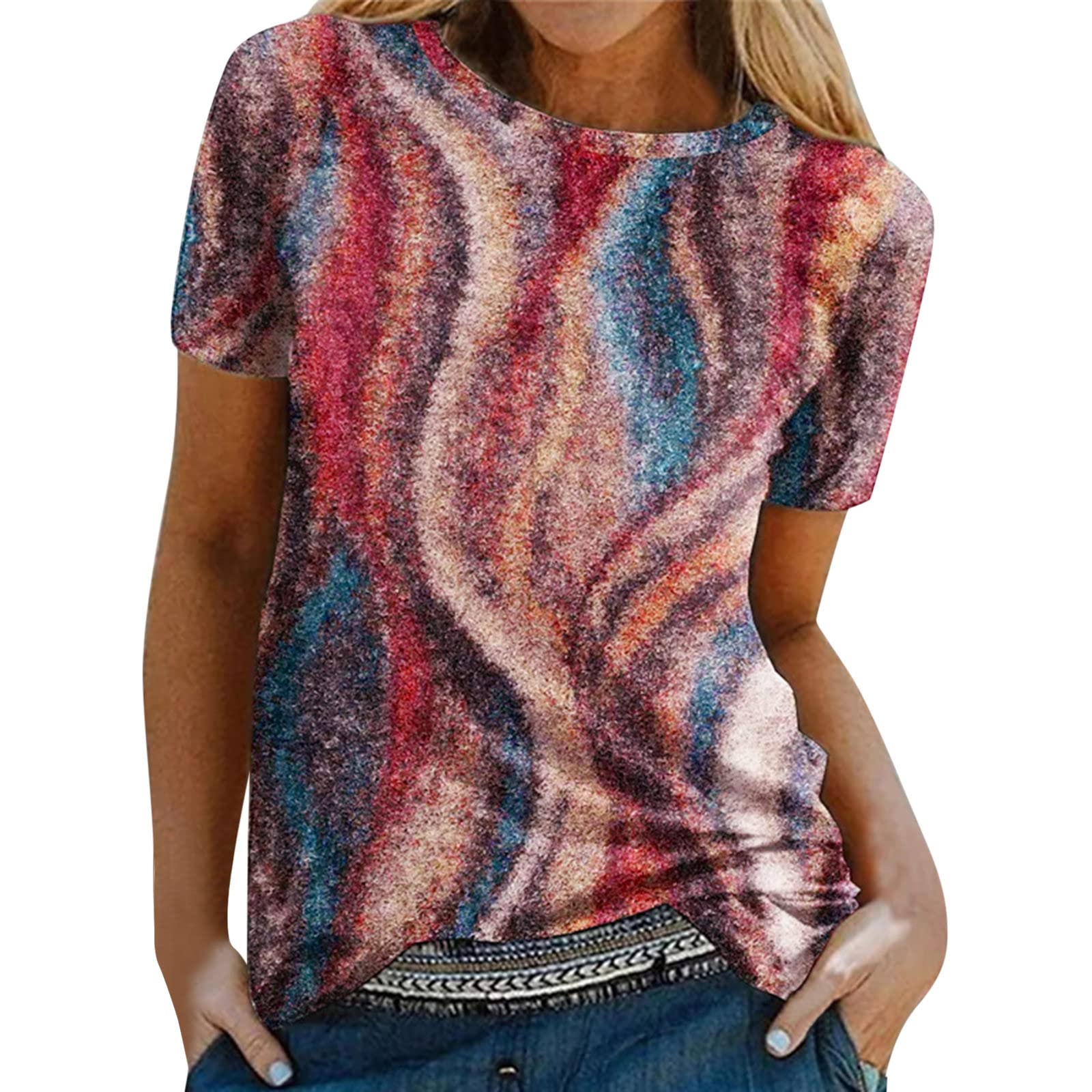Women's Summer Casual Floral Print Short Sleeve T-Shirt - Breathable O-Neck Pullover Top for Women | Perfect for Beach Outings, Weekend Wear & Summer Vacation