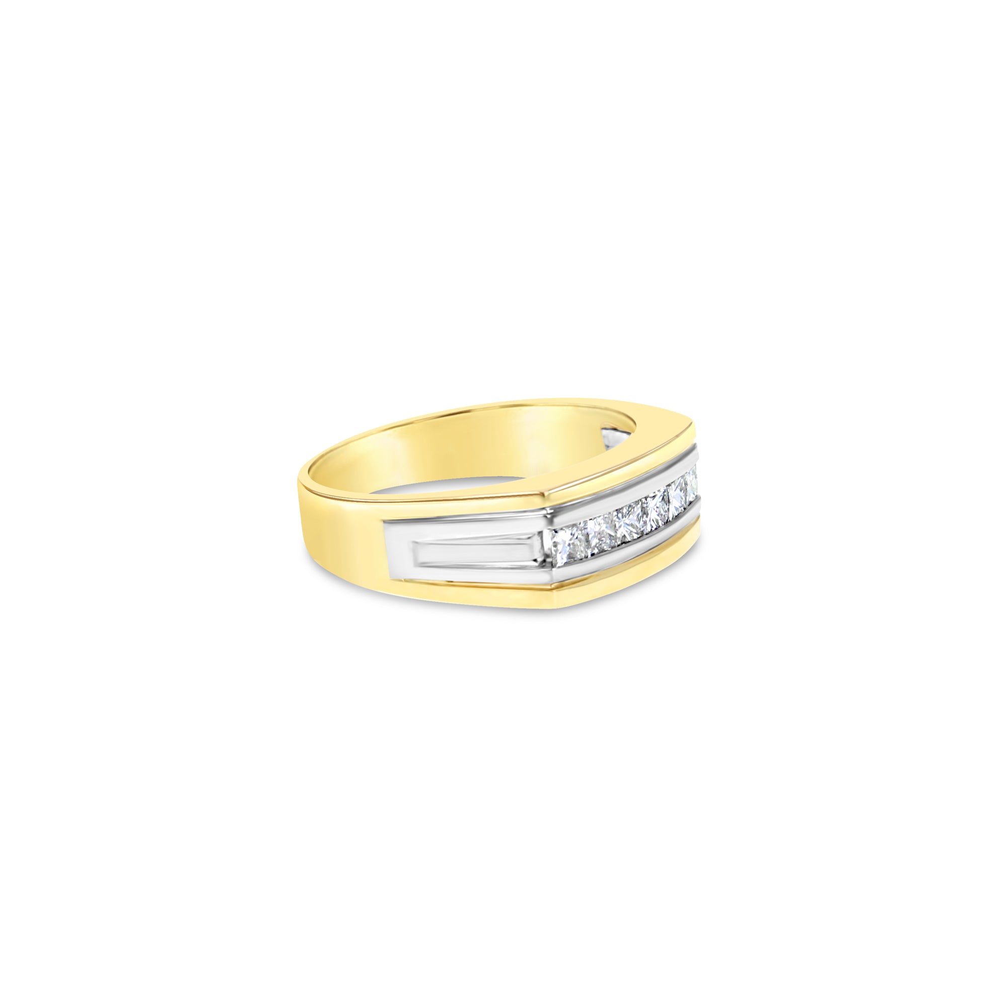 14K Two-Tone Gold Princess Cut Diamond Wedding Band - 0.64cttw for Women | Elegant Bridal Ring for Engagement, Anniversary & Special Occasions