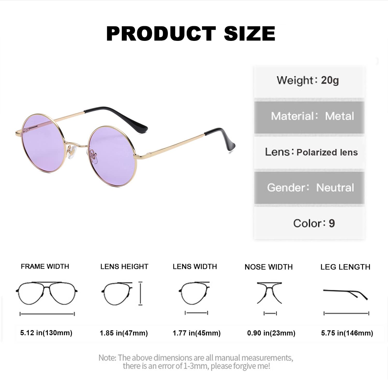 Vintage Round Polarized Sunglasses for Women & Men - Red Lens Retro Hippie Style Small Circle Glasses | Perfect for Beach, Music Festivals & Summer Fashion