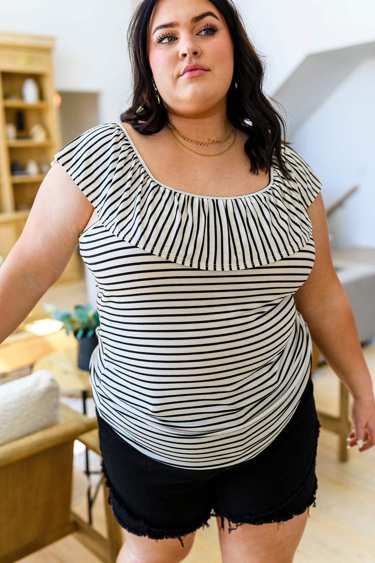 Extra Time Striped Top for Women - Trendy Casual Long Sleeve Shirt for Everyday Wear | Perfect for Office, Date Night & Weekend Outings