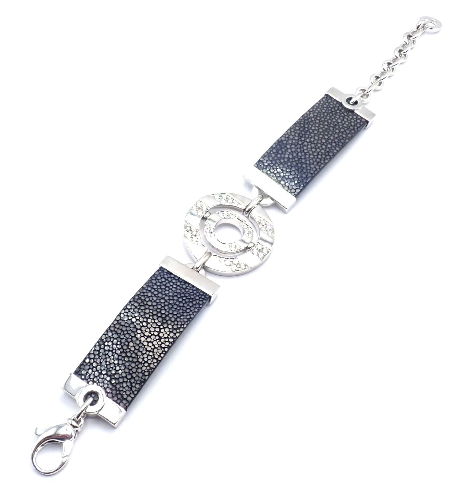 Authentic Bvlgari Bulgari Astrale 18k White Gold Diamond Shagreen Bracelet for Women - Luxury Jewelry Gift for Anniversary, Wedding & Special Occasions