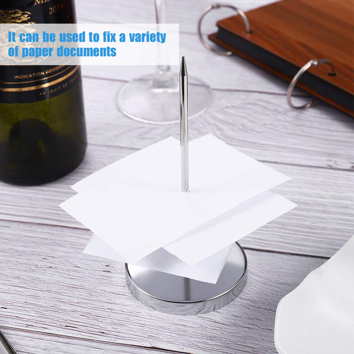 NUOBESTY Stainless Steel Receipt Holder - 3 Pack Silver Desk Organizer for Bills, Checks & Receipts | Perfect for Office, Restaurant, Retail & Home Organization