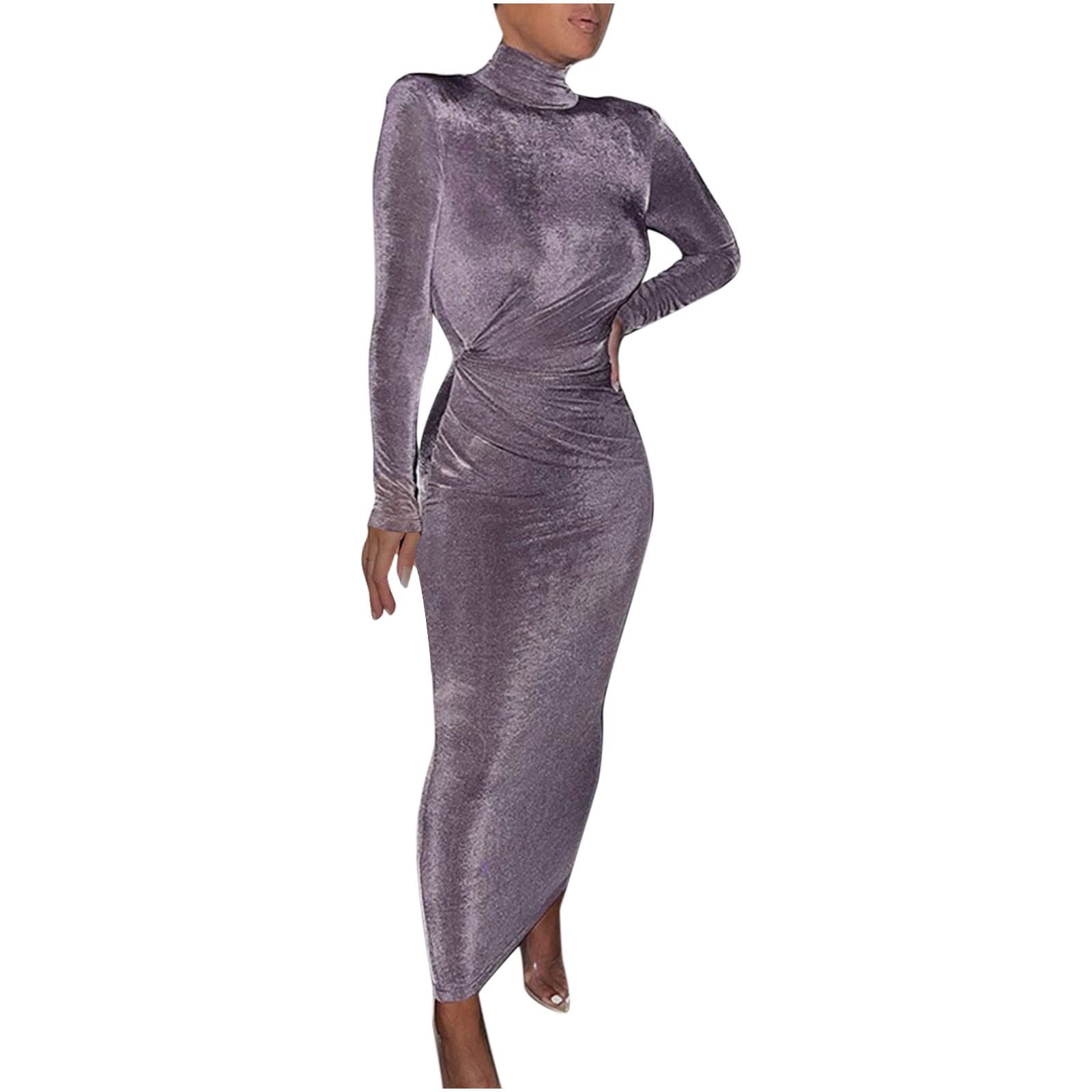 BLVB 2022 Women's Turtleneck Solid Long Sleeve Dress - Casual & Party Wear for Women | Perfect for Office, Date Night & Holiday Outfits